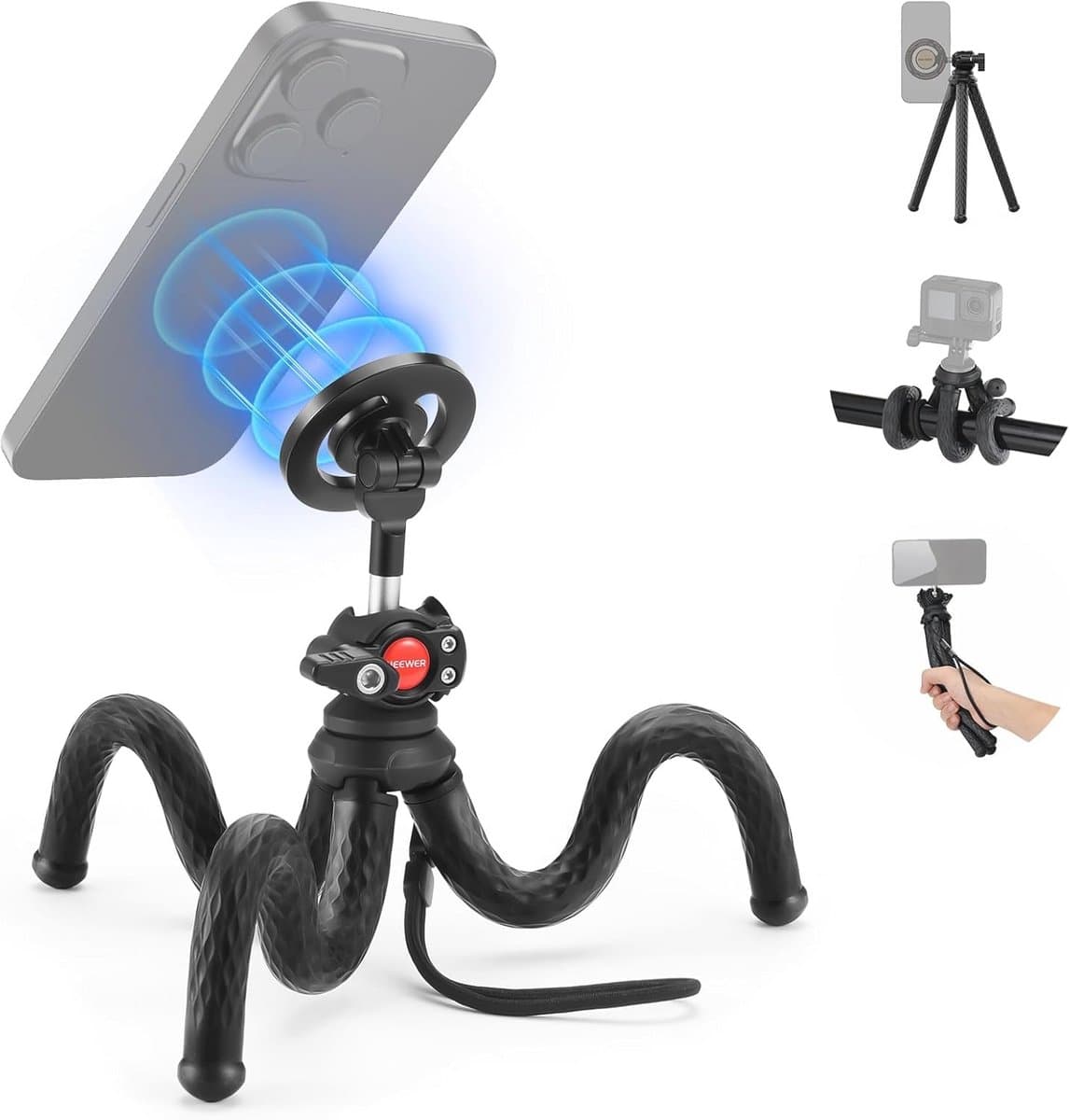 Flexibel magnetisch telefoonstatief met 360° draaibare kogelkop voor vloggen en livestreaming
