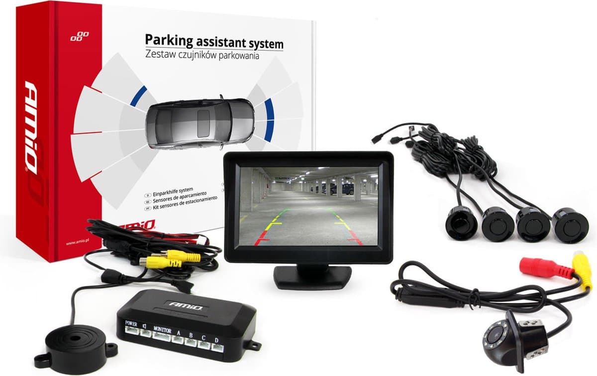 Parkeersensoren/Parkeerhulp (4 sensoren) met LCD scherm + Camera met nightvision - universeel