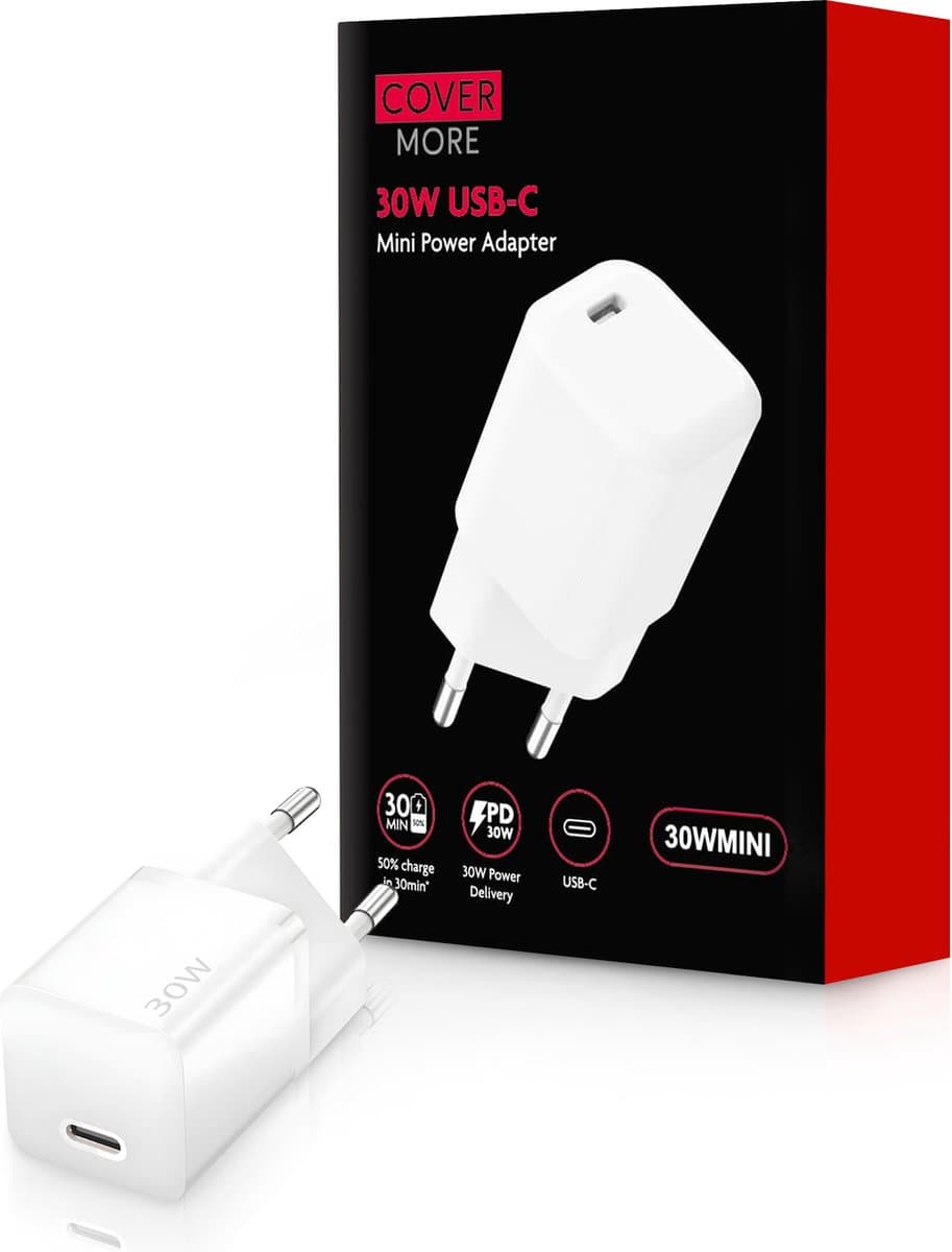 Usb C Adapter - GaN Kleine Oplader - USB-C Snellader - 30W - Geschikt voor iPhone 16, 15 en Samsung S21,S22,S23,S24 S20, S10, Ultra, Plus, A53, A54, A55, A14, A73, A72