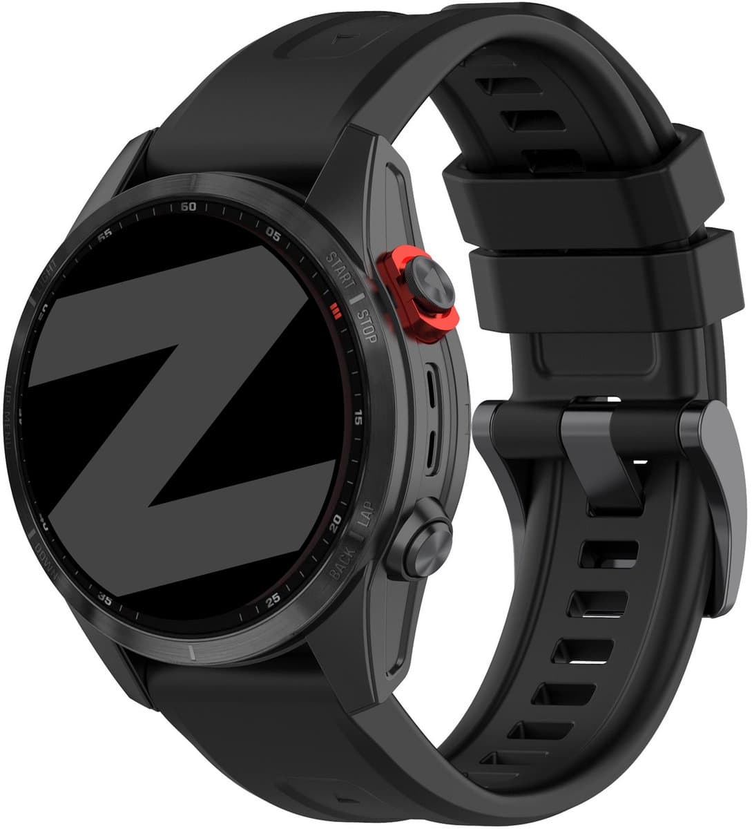 Bandz Sport bandje Siliconen 22mm ‘Classic’ geschikt voor Garmin Fenix 8 (Pro-E-47mm) - Fenix 7 (Solar-Pro) - 6 (Solar-Pro) - Fenix 5 (Plus) / Forerunner 970 - 965 - 955 - 945 - 935 - 745 / Epix Gen 2 - Pro 47mm / Quatix 7-8 - Zwart