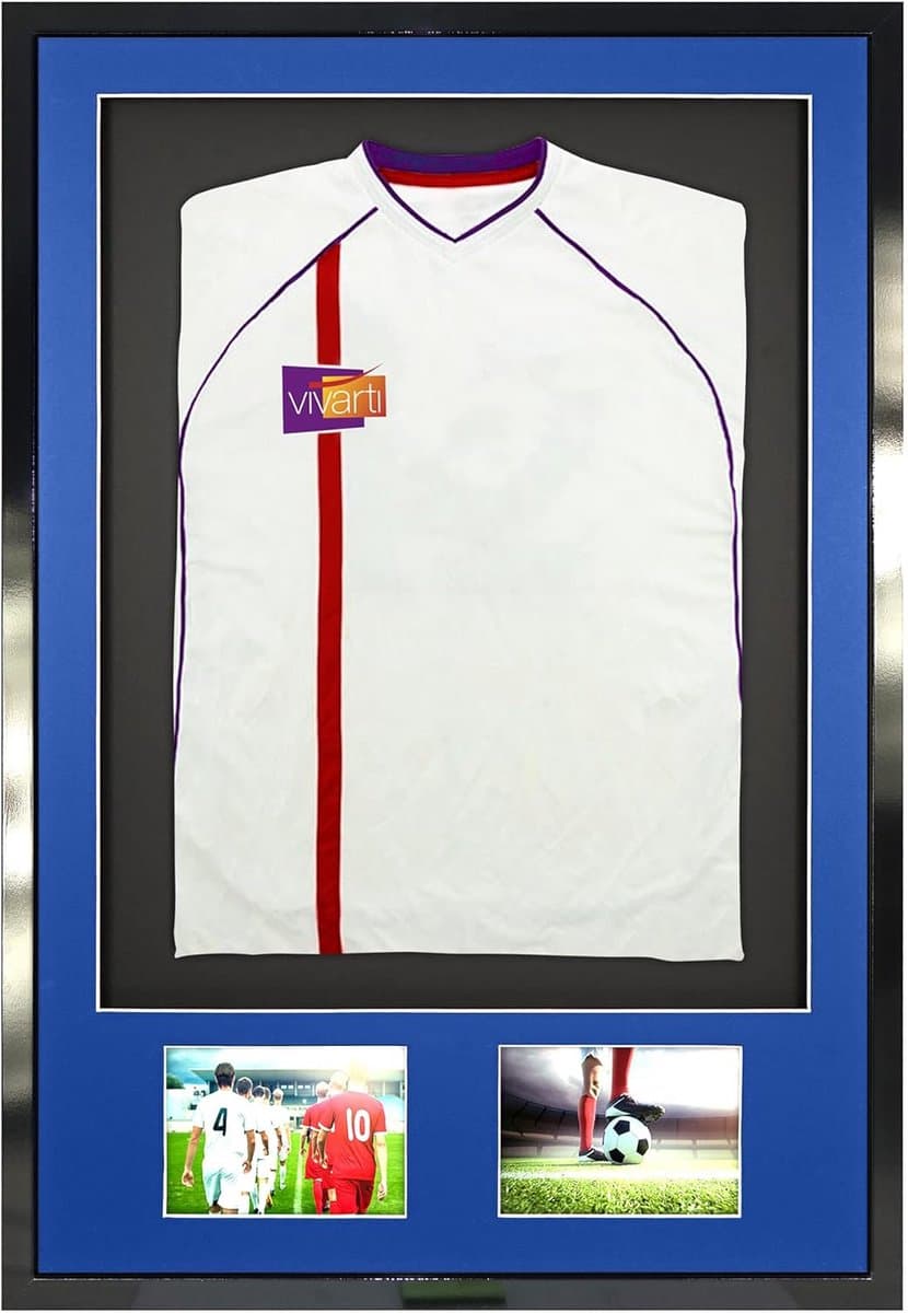 3D Shirt Display Lijst met Dubbele Passe-Partout voor Sportshirts en T-shirts - Glanzend Zwart