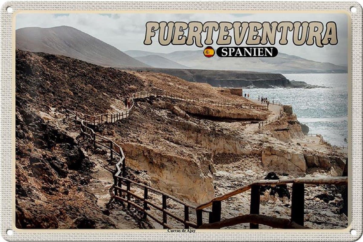 Blechschild Reise 30x20cm Fuerteventura Spanien Cuevas De Ajuy