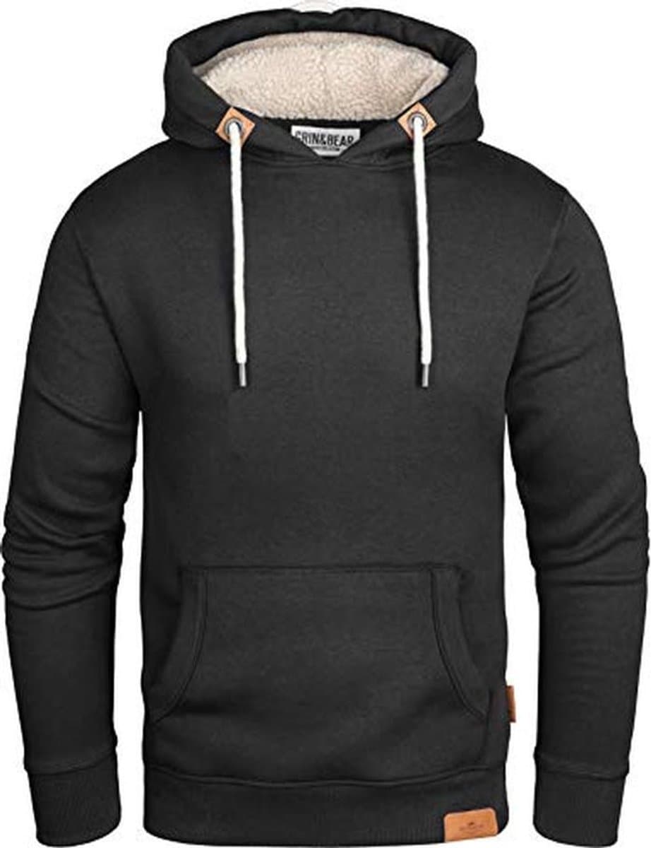 Contrasterende capuchonpullover voor heren - hoodie met teddy fleece