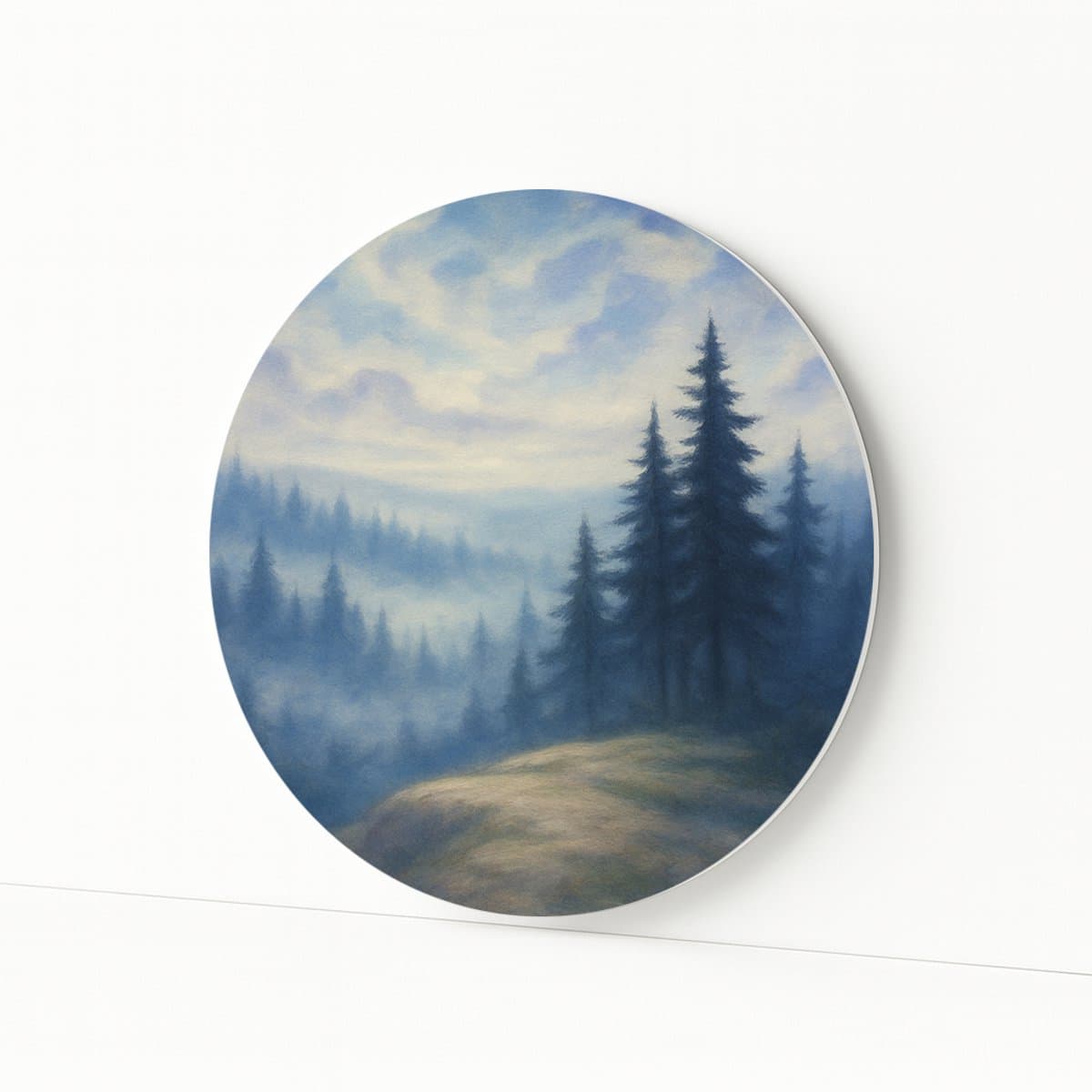 Mistige berglagen – wandcirkel – Forex muurcirkel – 60x60 cm
