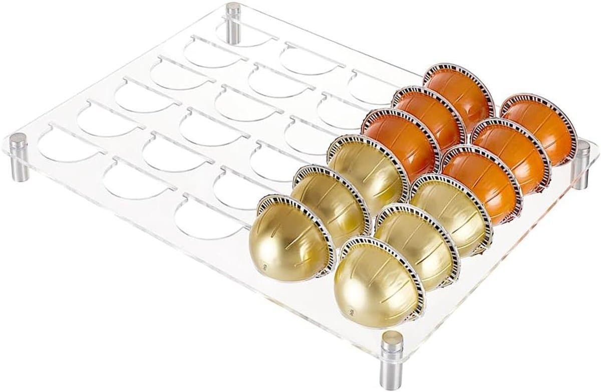TTGoods - Koffie opberg organizer stand lade voor 30 cups - Transparante acryl lade - Draagbaar - Thuisgebruik