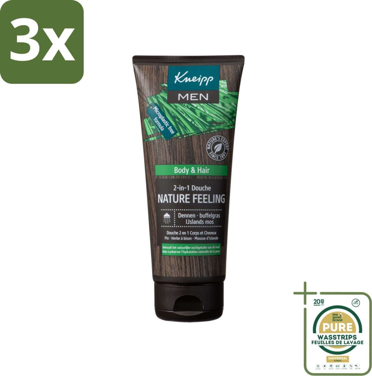 3 x Kneipp - Douchegel - Men - Nature Feeling - 2-in-1 - 200 ml - Grootverpakking - Douchegel Mannen - Natuurlijke Douchegel - 2-in-1 Douchegel - Douchegel Voor Mannen - Douchegel Met Dennenolie