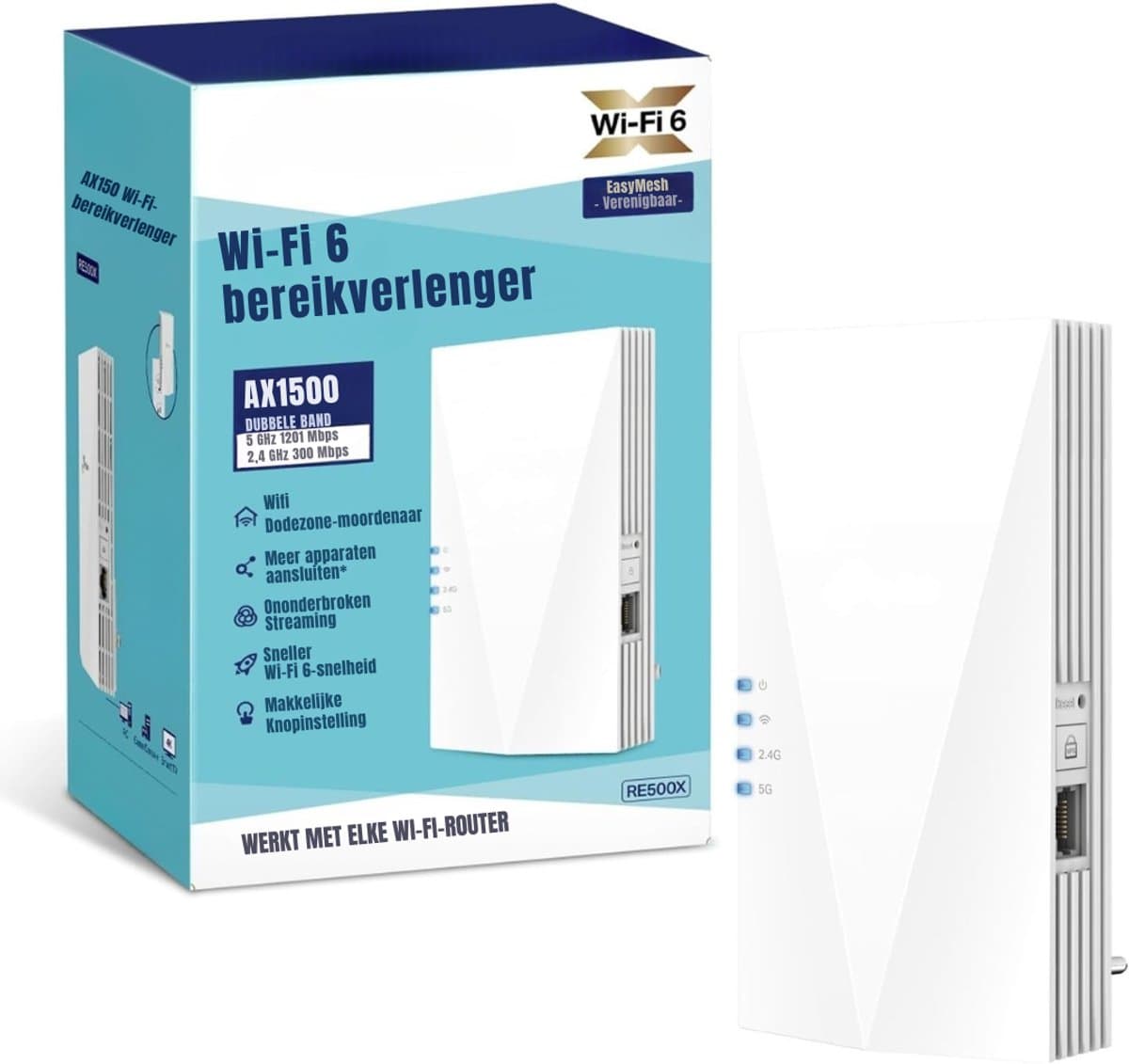 SCH® WIFI Versterker Stopcontact - WIFI Versterker - Wit - ‎5cm x 8cm x 13cm