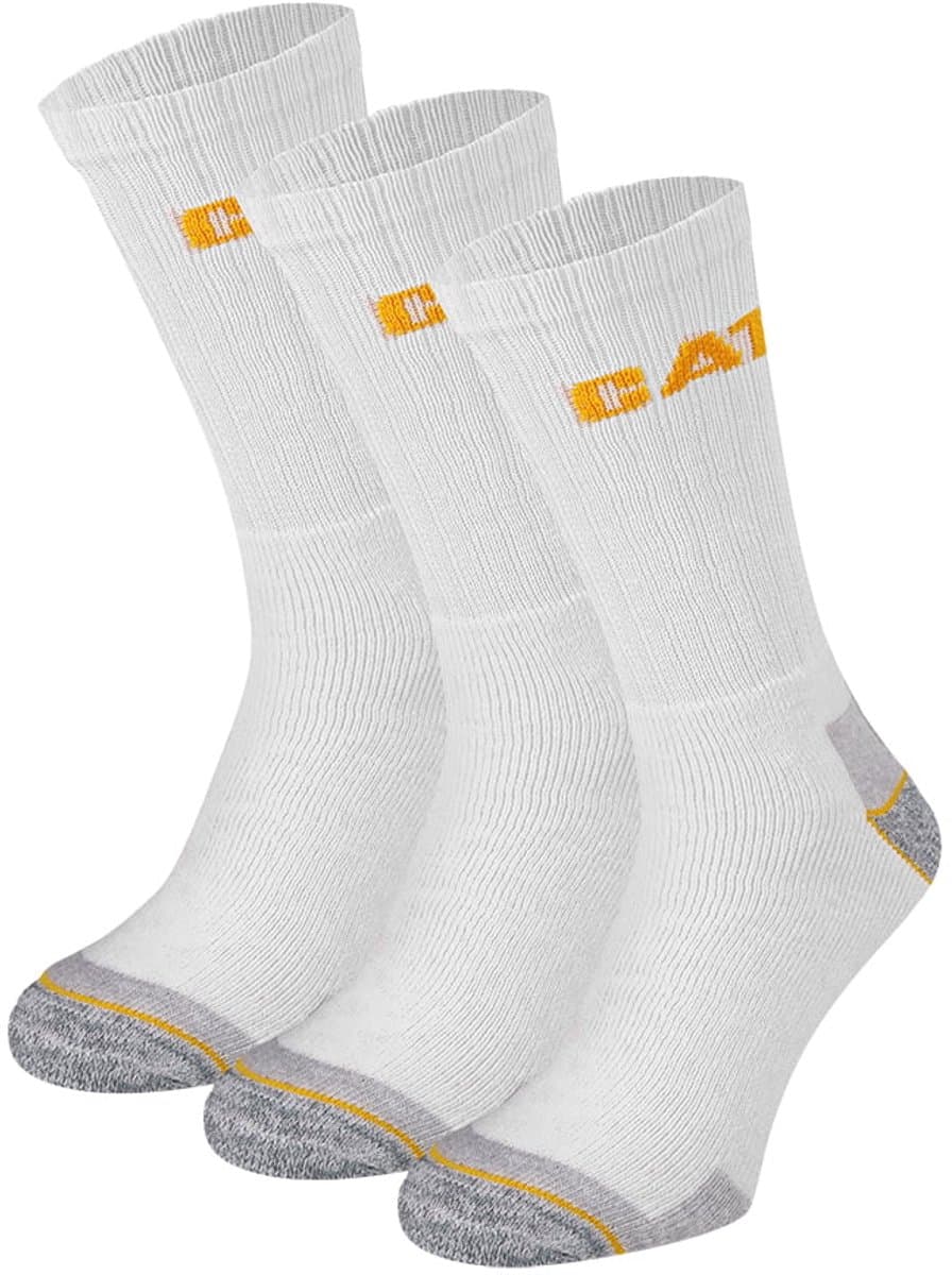 CAT Witte Werksokken Heren Sportsokken Caterpillar Wit - 3 paar - Maat 41-45