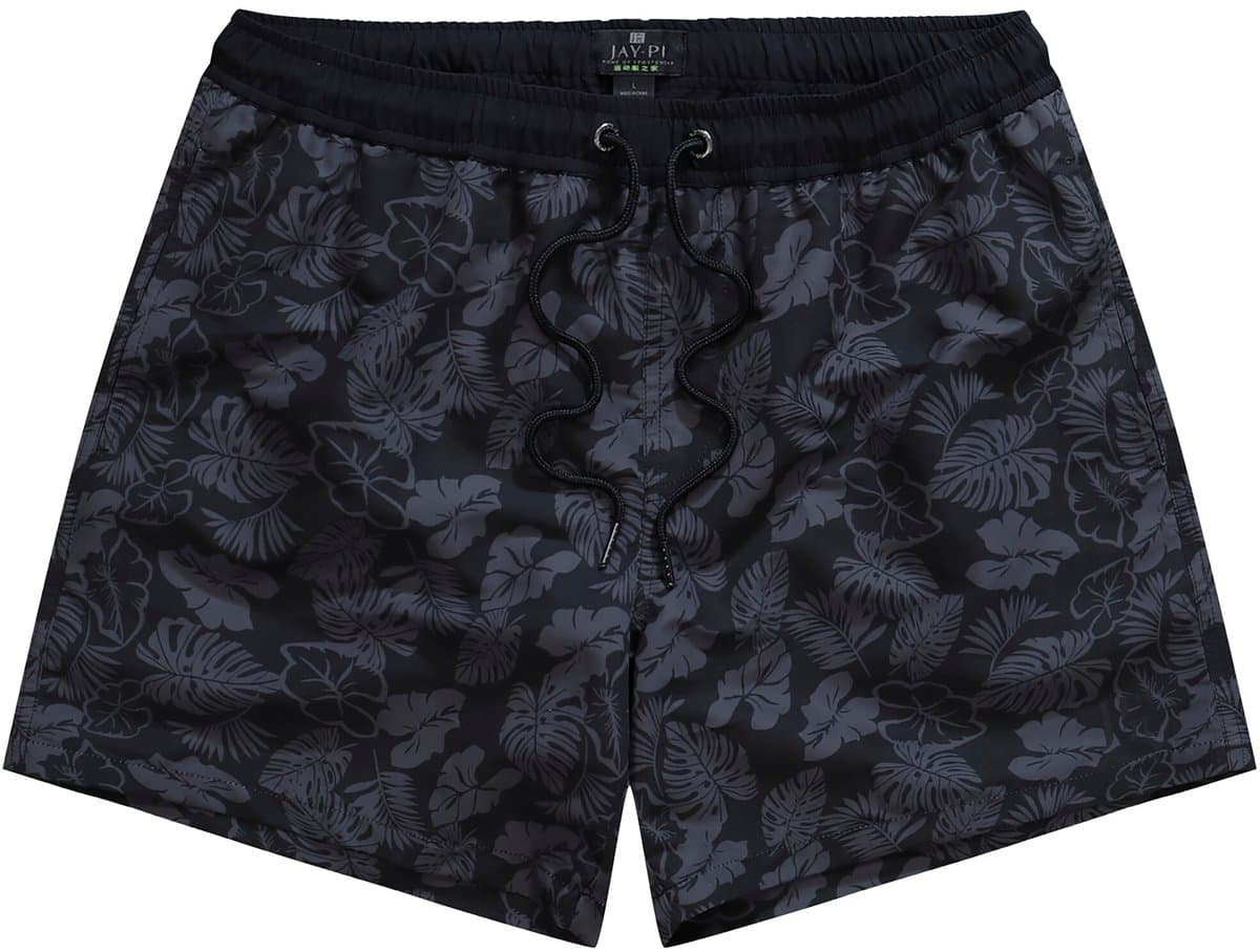 JAY-PI - Heren - Zwembroek beachwear elastische band gebloemde print - Zwart - Maat 4XL