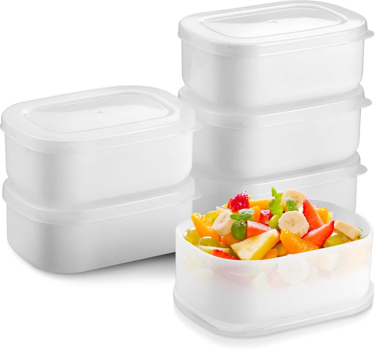 Fentar 6-pack kleine bakjes met deksels van plastic, 280 ml herbruikbare voedselcontainers met deksels, kleine, ruimtebesparende diepvriesbakjes, klein voor maaltijdvoorbereiding, babyvoeding en tussendoortjes