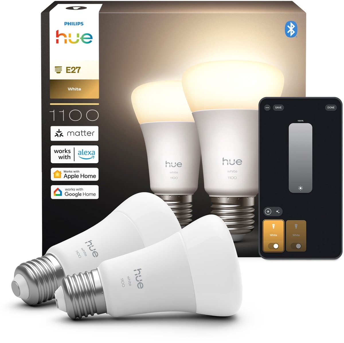 Philips Hue A60 White E27 1100lm 2-pack