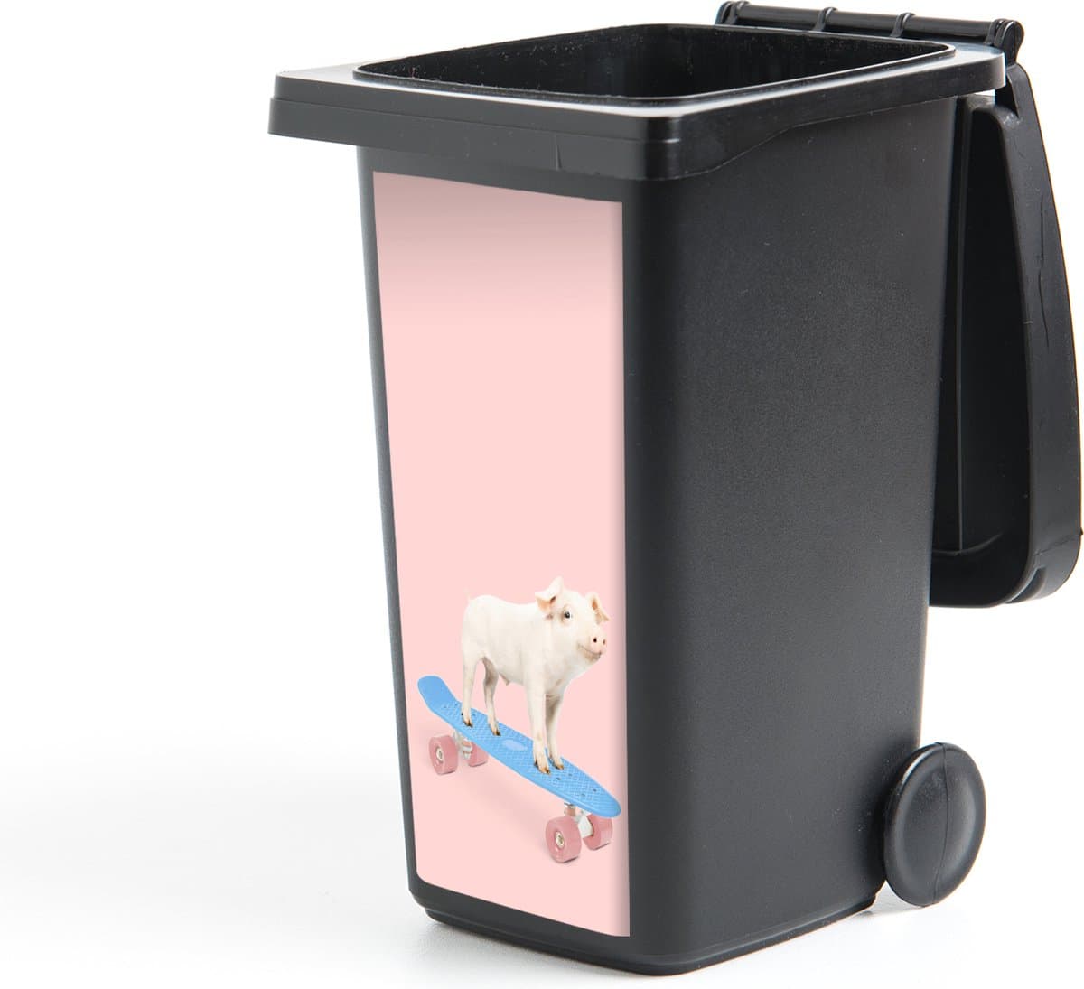 Container sticker Varken - Roze - Skateboard - Blauw - Dieren - 44x98 cm - Kliko sticker