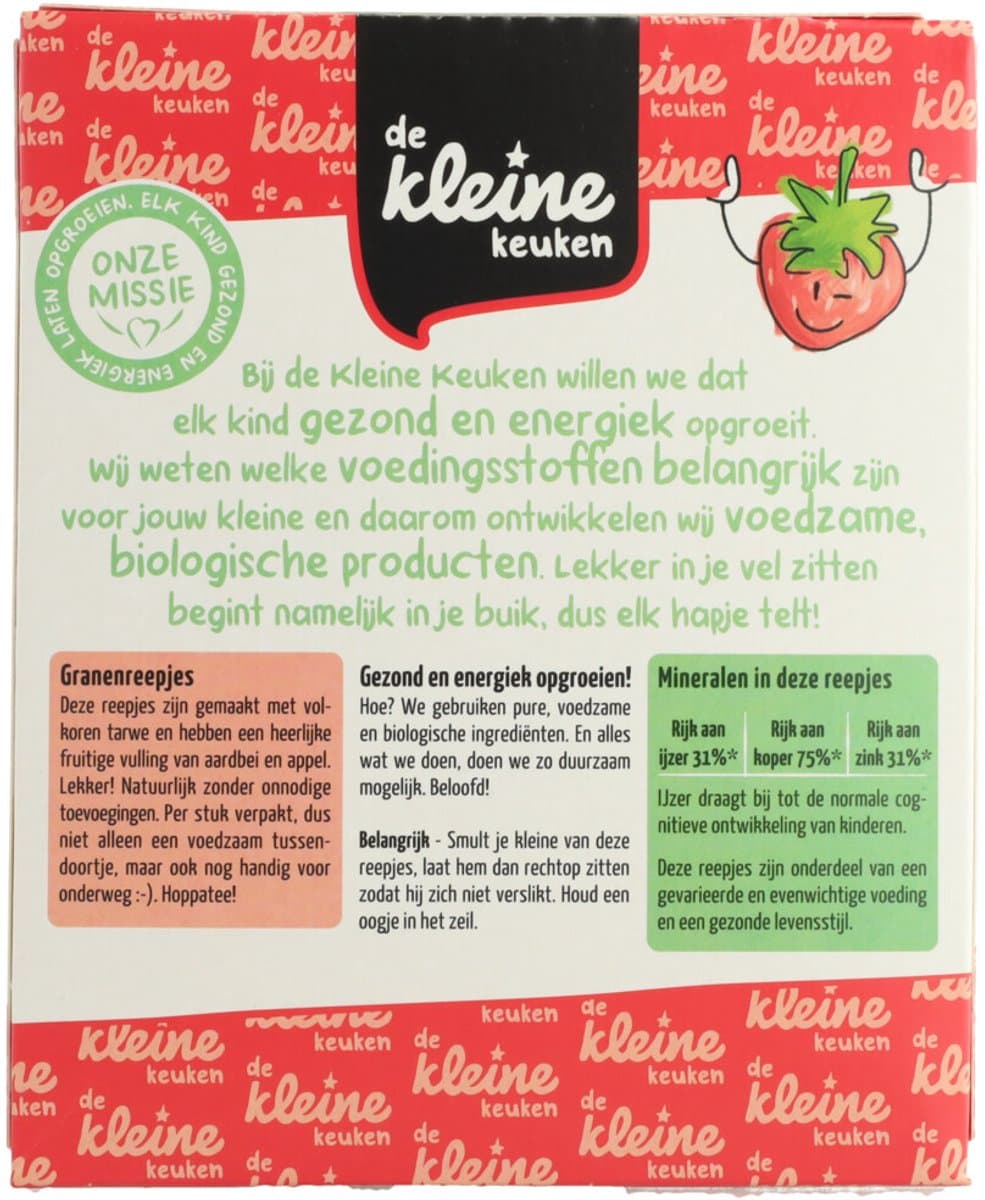 de Kleine Keuken Granenreepjes Aardbei & Appel - 4 x 132 gr - Voordeelverpakking