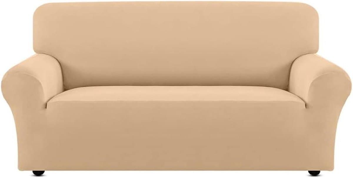 Bankhoes Stretch - Meubelhoes Sofa - Bank Beschermen - Hoge Elasticiteit - 3-zits 190-230cm - Beige