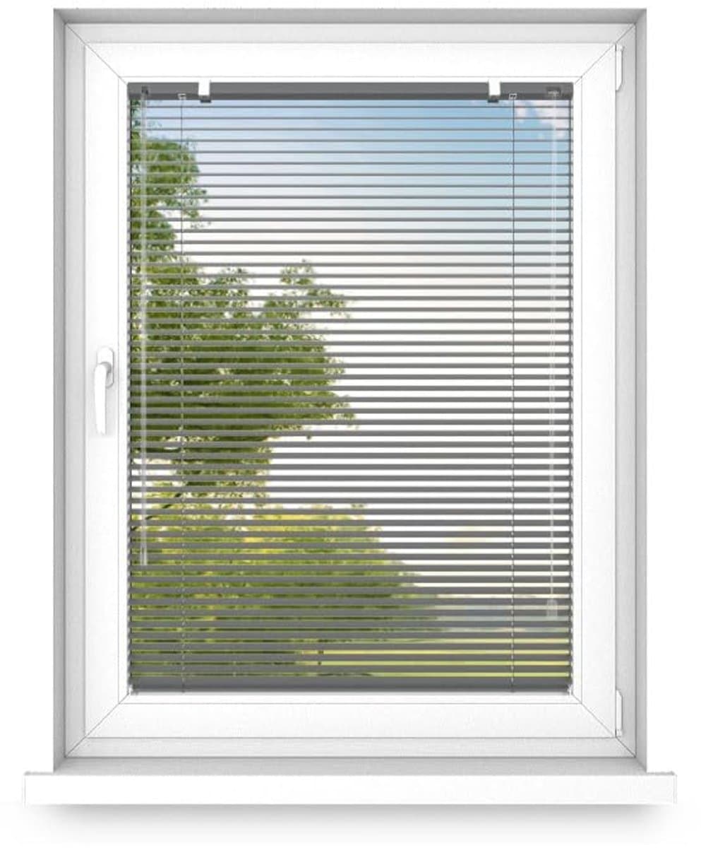 time4blinds - Binnenjaloezieën Zonder Boren - Aluminium Jaloezieën - Aluminium Rolgordijnen voor Woonkamer, Slaapkamer, Keuken, Kantoor - met Koordgeleiders - Antraciet, Links, 1700x1900
