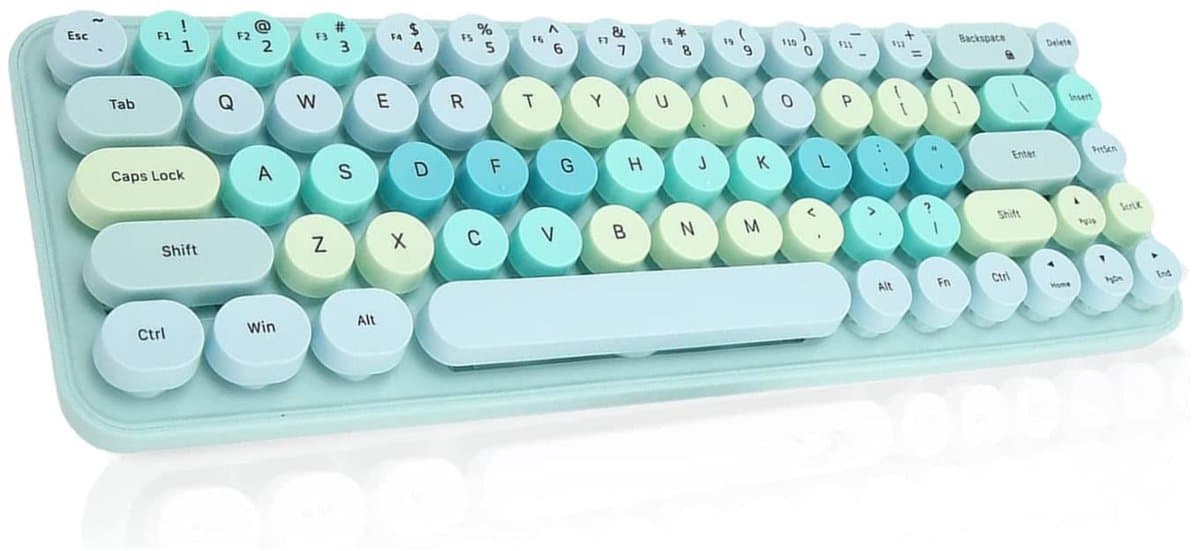 aladdien - Draadloze Toetsenbord-muisset - Gamingtoetsenbord - Schattig ontwerp - Blauwe gemengde kleur - Verstelbare muis - Geschikt voor meisjes -..