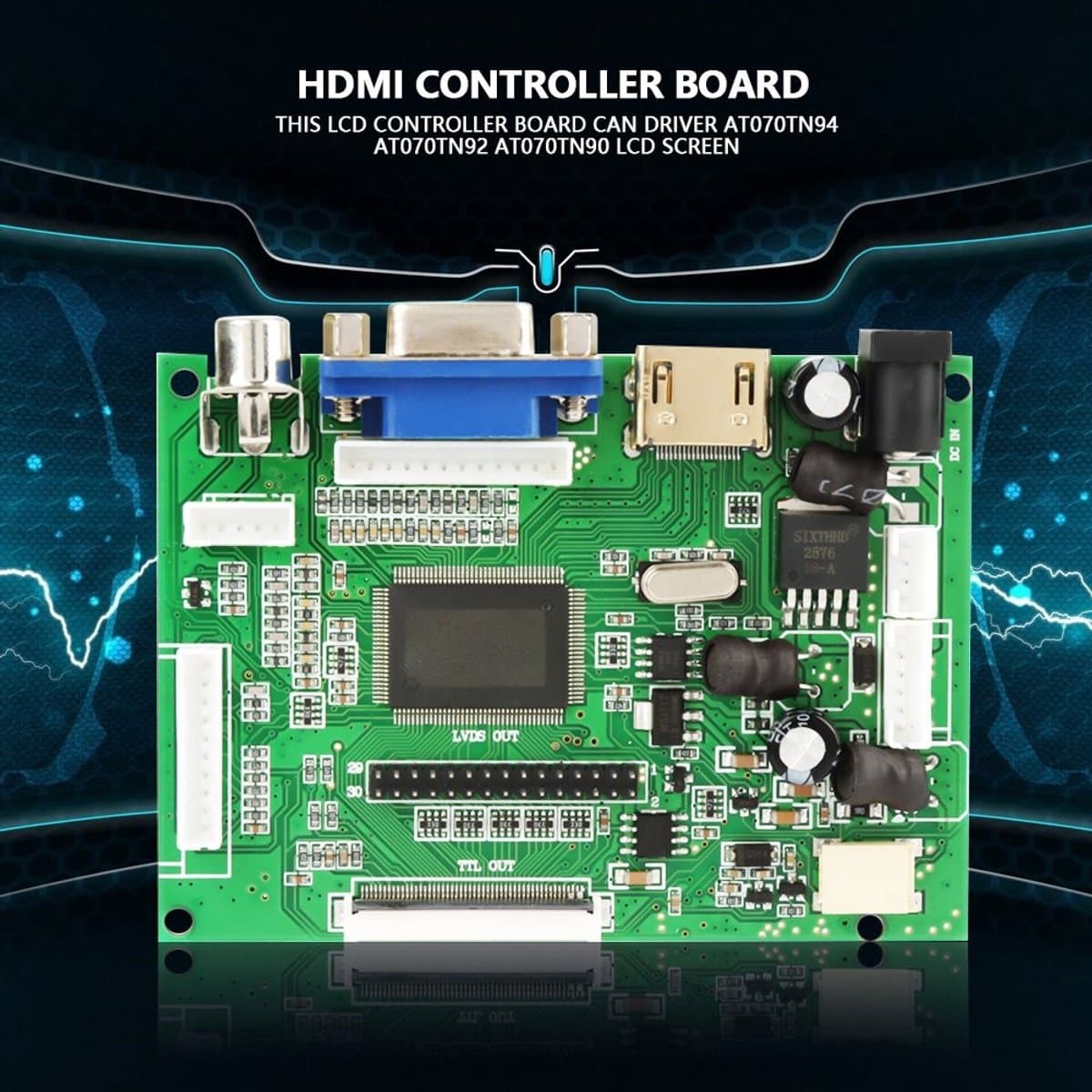Golden crown - LCD Controller Karte - HDMI AV Controller - Groene kleur - 50-poliger FPC-Aansluiting - Geschikt voor LCD-Bildschirm - 800 x 480