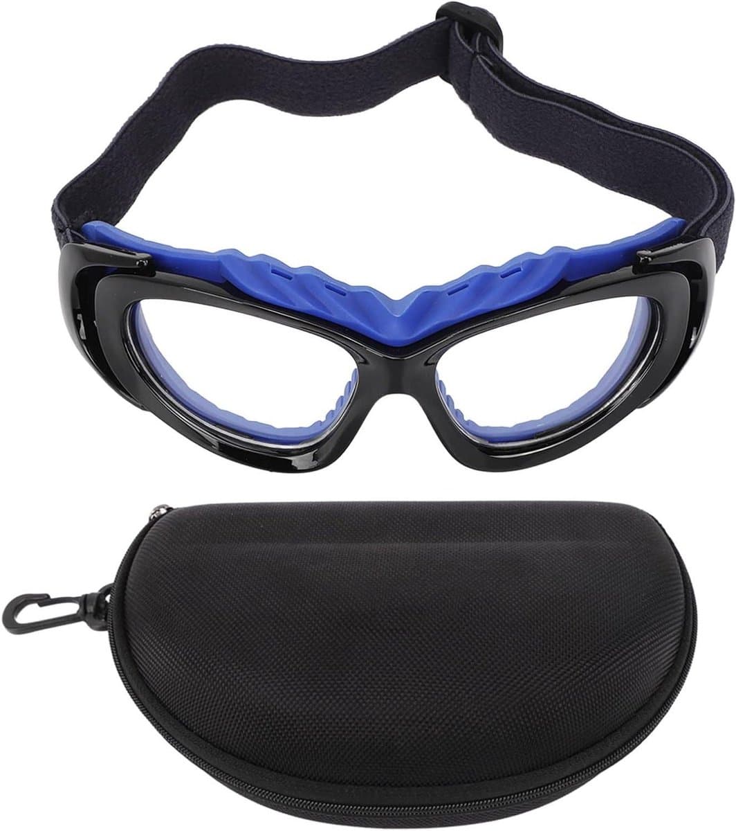 Sportbril - Beschermende bril - Veilig sporten - Verstelbare hoofdband - 12 cm x 18 cm - Zwart blauw