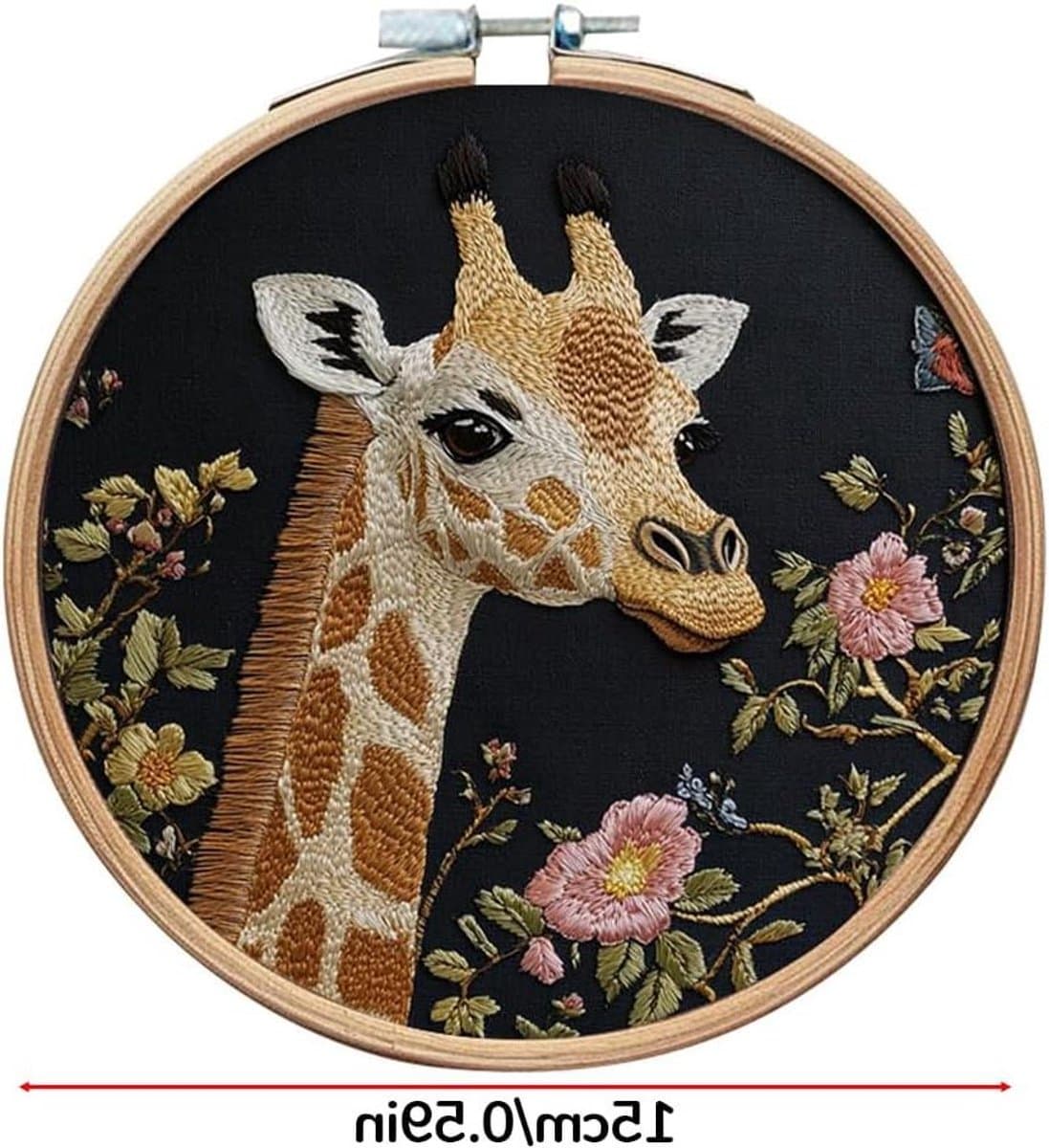 Borduurset Beginners - Handwerk Kit - Creatief Hobby - Voorbedrukt Canvas - 15 cm Ring - Giraffe Design