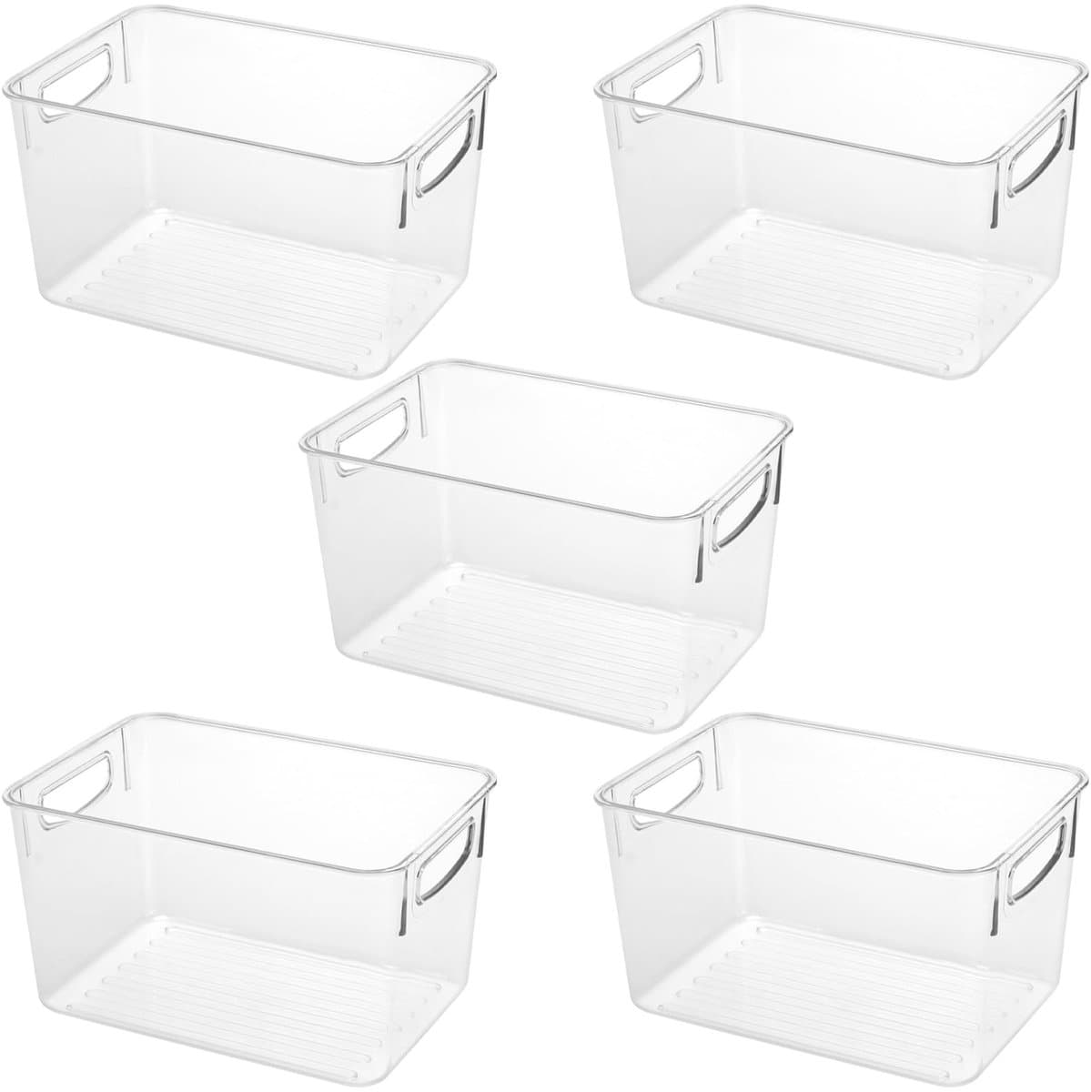 Dailygoods- Koelkastorganisatoren 5 Stuks - Doorzichtige Opbergdozen - Vriezer Organizer - Plastic Koelkastopslagcontainers - Voedselopbergdoos - Makkelijk Schoon te Maken