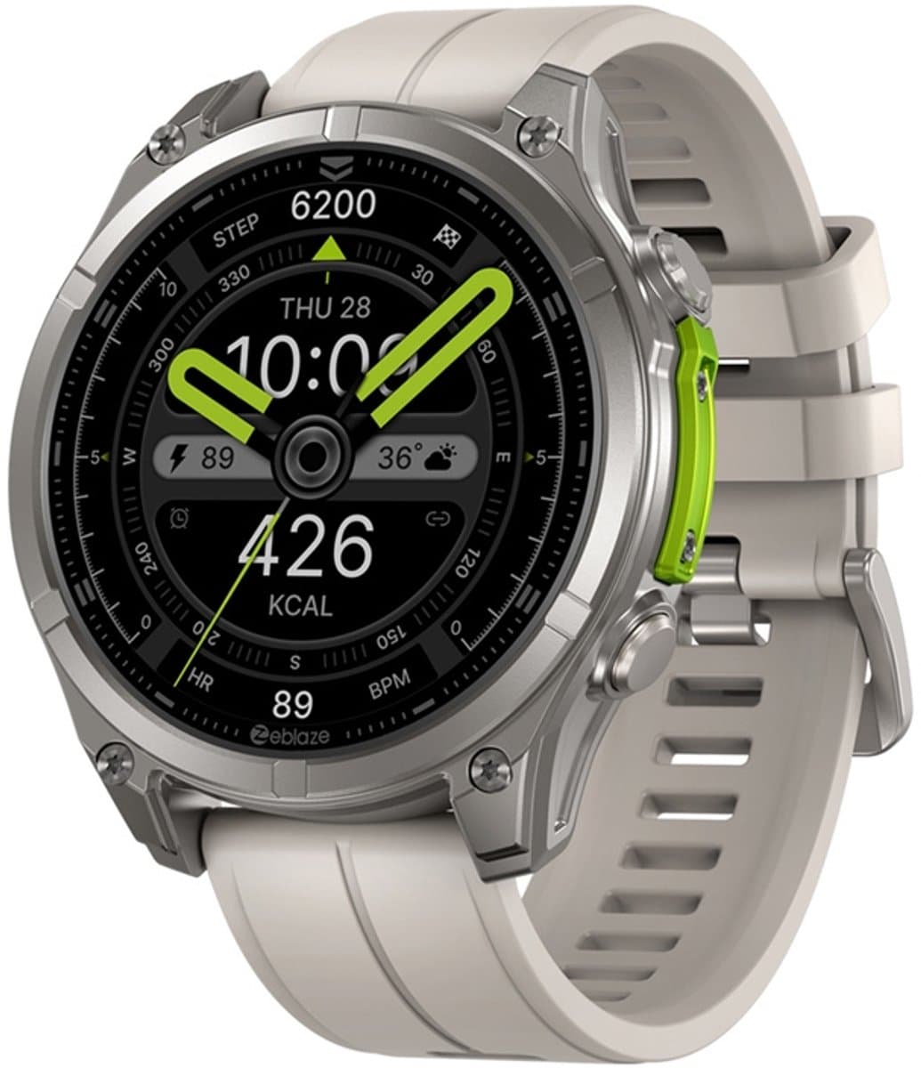 Zeblaze GPS Smartwatch - Sporthorloge - Stappenteller - Slaapmonitor - Belfunctie - LED Zaklamp - Multisport - 5ATM - Hartslag/Slaapmeter/SpO2 - IOS & Android - Woestijngrijs