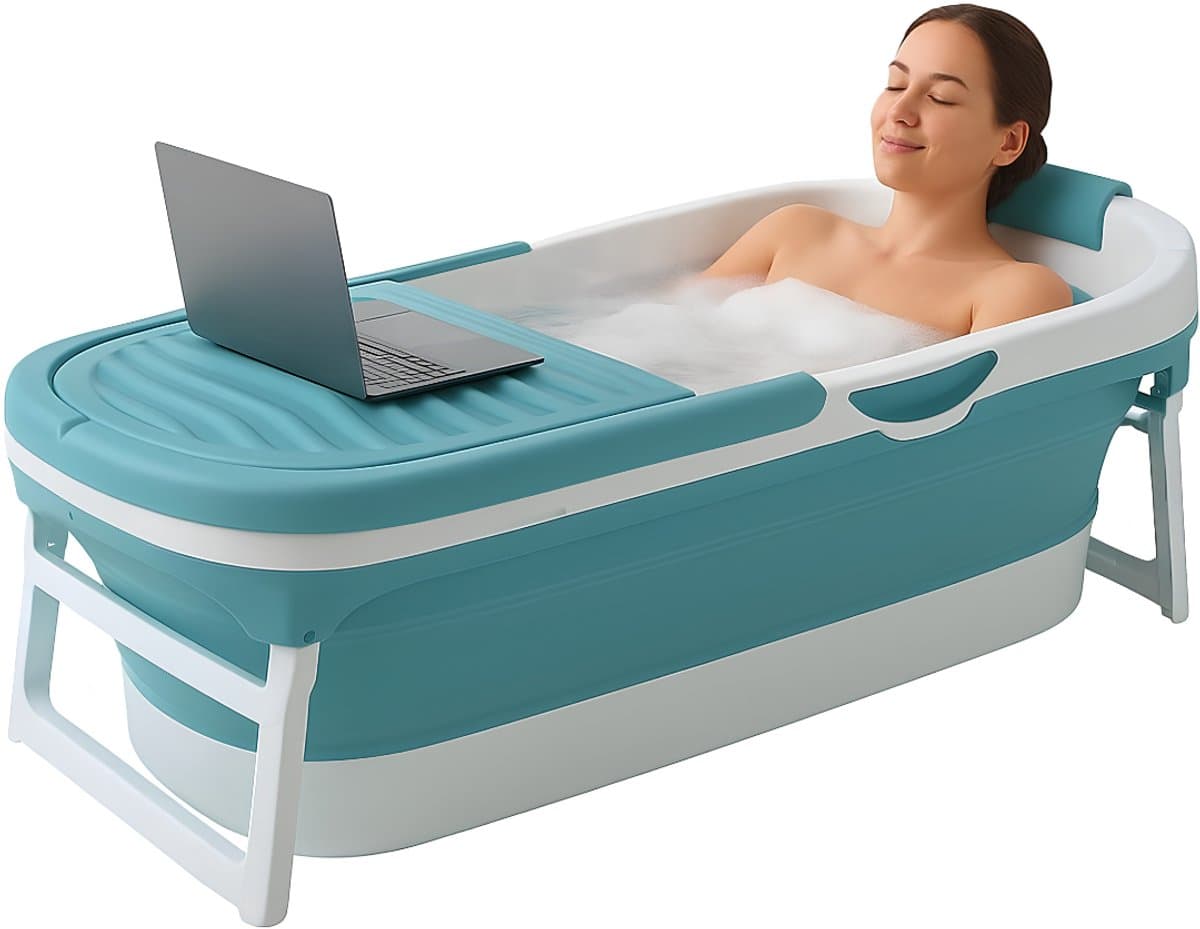 KAD® Inklapbaar Bad - XXL Maat - Volwassenenbad - Mobiel Zitbad - Lichtblauw - 158cm x 60cm x 53cm