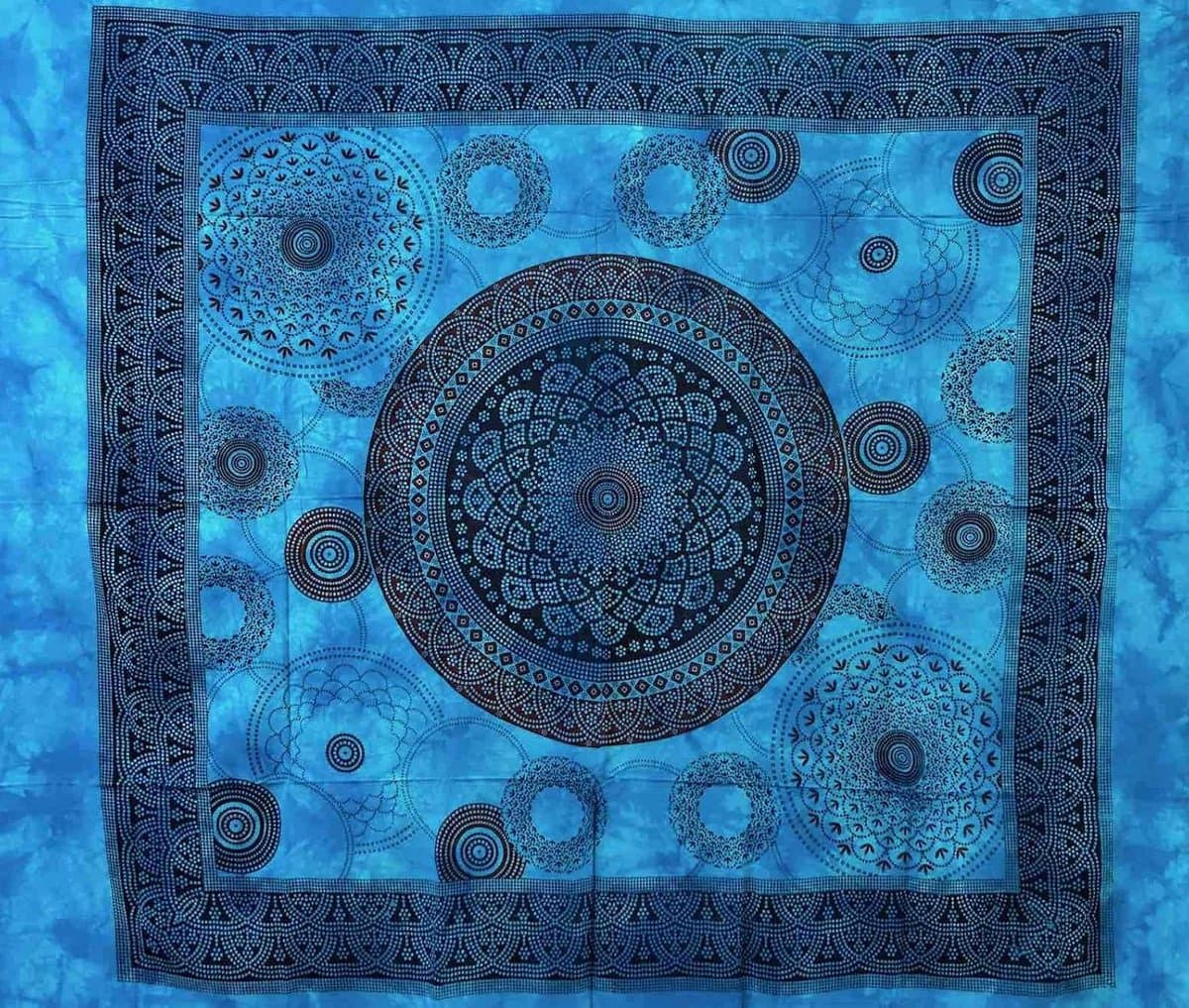 Sprei Katoen - Plaid Deken - Veelzijdig Gebruik - Handgemaakt India - 210x240 cm - Lichtblauw