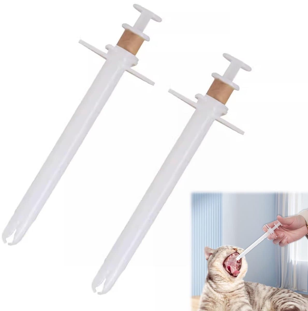 Dailygoods- Tabletdispenser Herbruikbaar - Dierengeneeskunde Dispenser - Huisdier Spuit - 2 Stuks - Lichtgewicht - Compact Formaat - Pilletjesdispenser