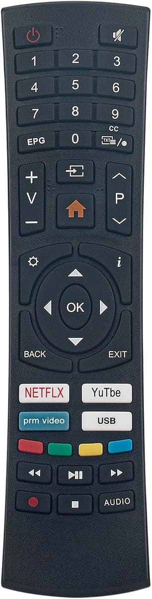 Afstandsbediening - Universele afstandsbediening - Televisie bedienen - Directe werking geen programmering - 4 x 12 cm - Zwart
