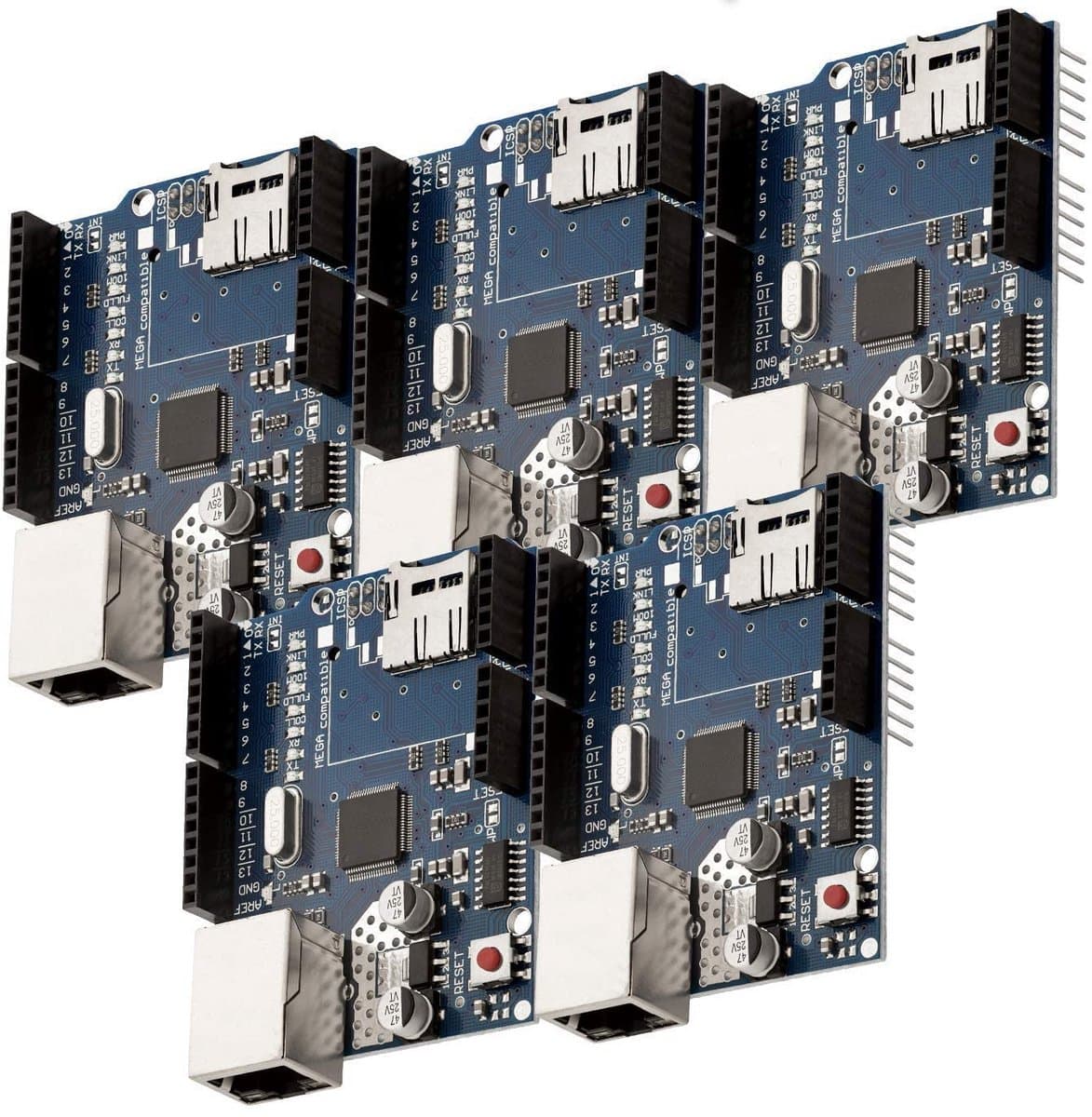 Ethernet Shield - Netwerk Module - Microcontroller Projecten - Met SD Kaartslot - 73 x 53 x 28 mm - Groen