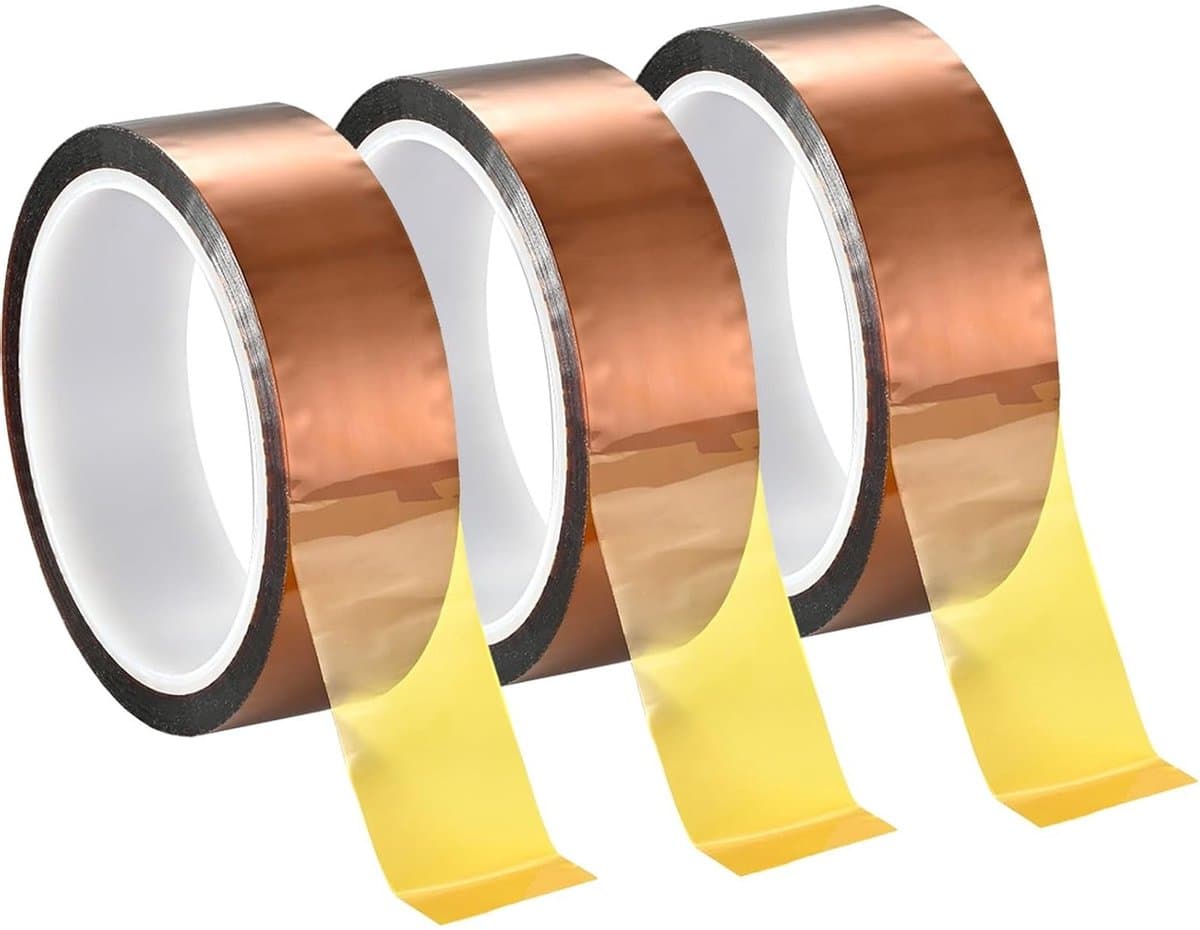 Hoge Temperatuur Bestendige Hechtband voor 3D Printers, Polyimide Tape voor Elektronische Isolatie, 3 Rollen van 33 Meters (30mm) voor Sublimatie en Isolerende Circuits