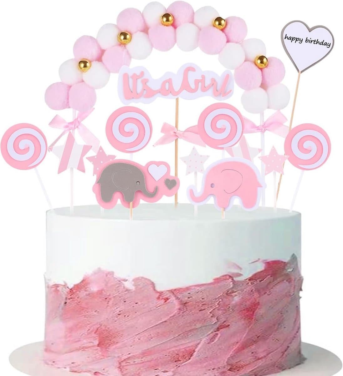 It's a Girl Cake Topper Pink - Cake Decoration for Baby Shower, Gender Reveal Party, Baby Girl Decoration