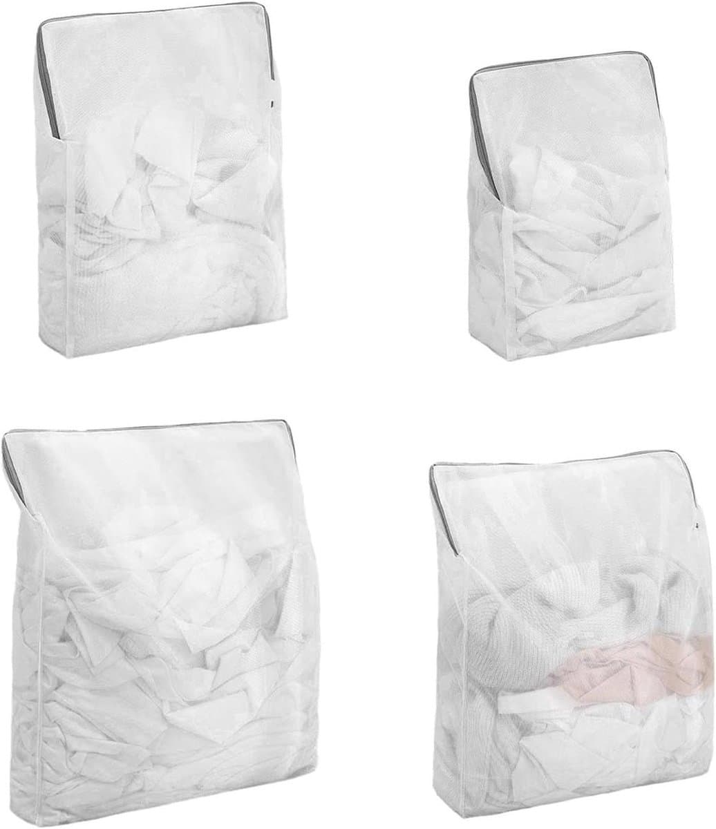 Mesh waszakken - Wasnetten delicates - Kleding beschermen - Anti-wikkeling ontwerp - Vierdelige set - Wit
