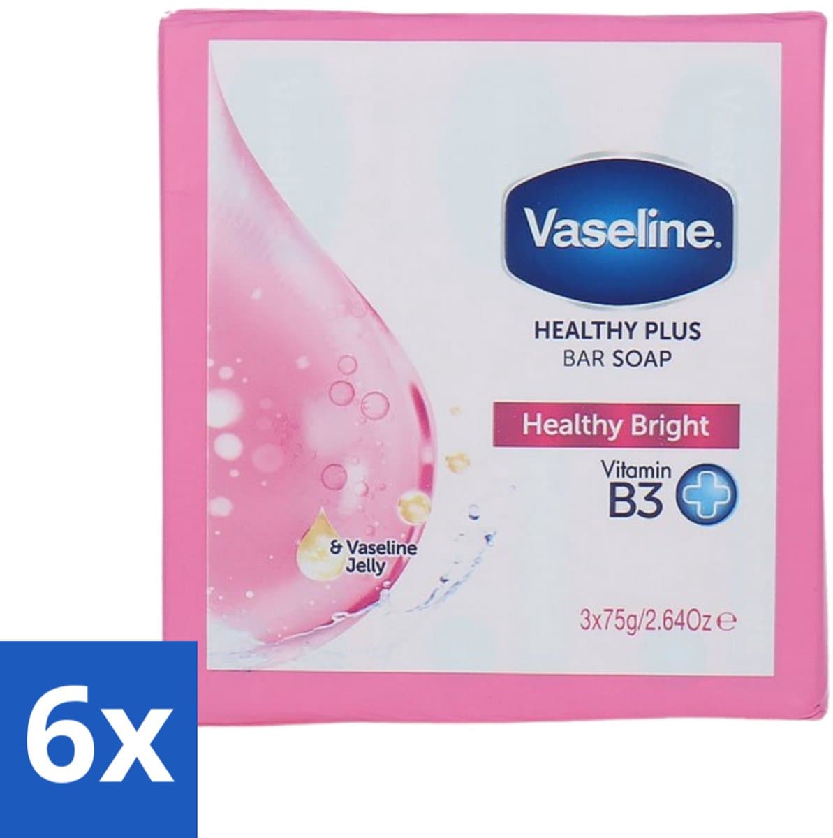Vaseline - Healthy Bright - Zeeptablet - Reinigend & Verzorgend - 3x75 ml - Voordeelverpakking - 6 stuks