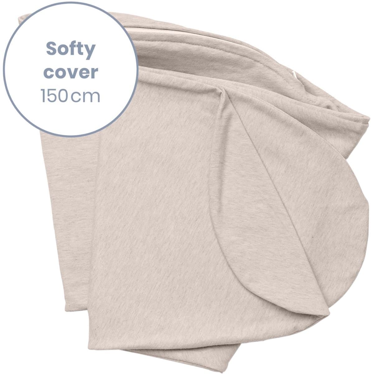 Doomoo Softy Hoes – Vervanghoes voor Voedingskussen Softy – Biologisch katoen – 150 cm – Chiné Sand