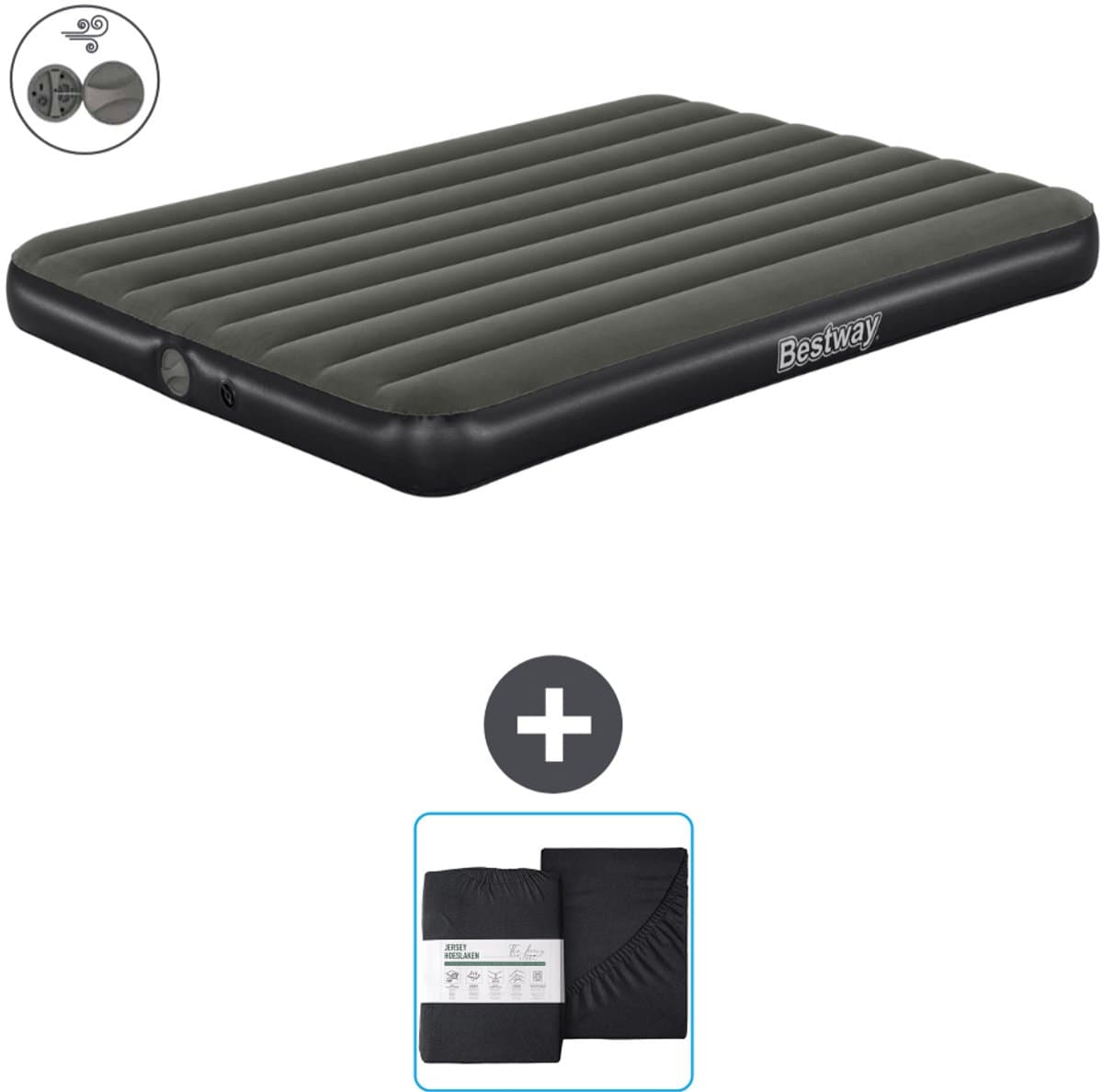 Bestway luchtbed - 2-Persoons - 152 x 203 x 25 cm - Groen - Inclusief pomp en Hoeslaken