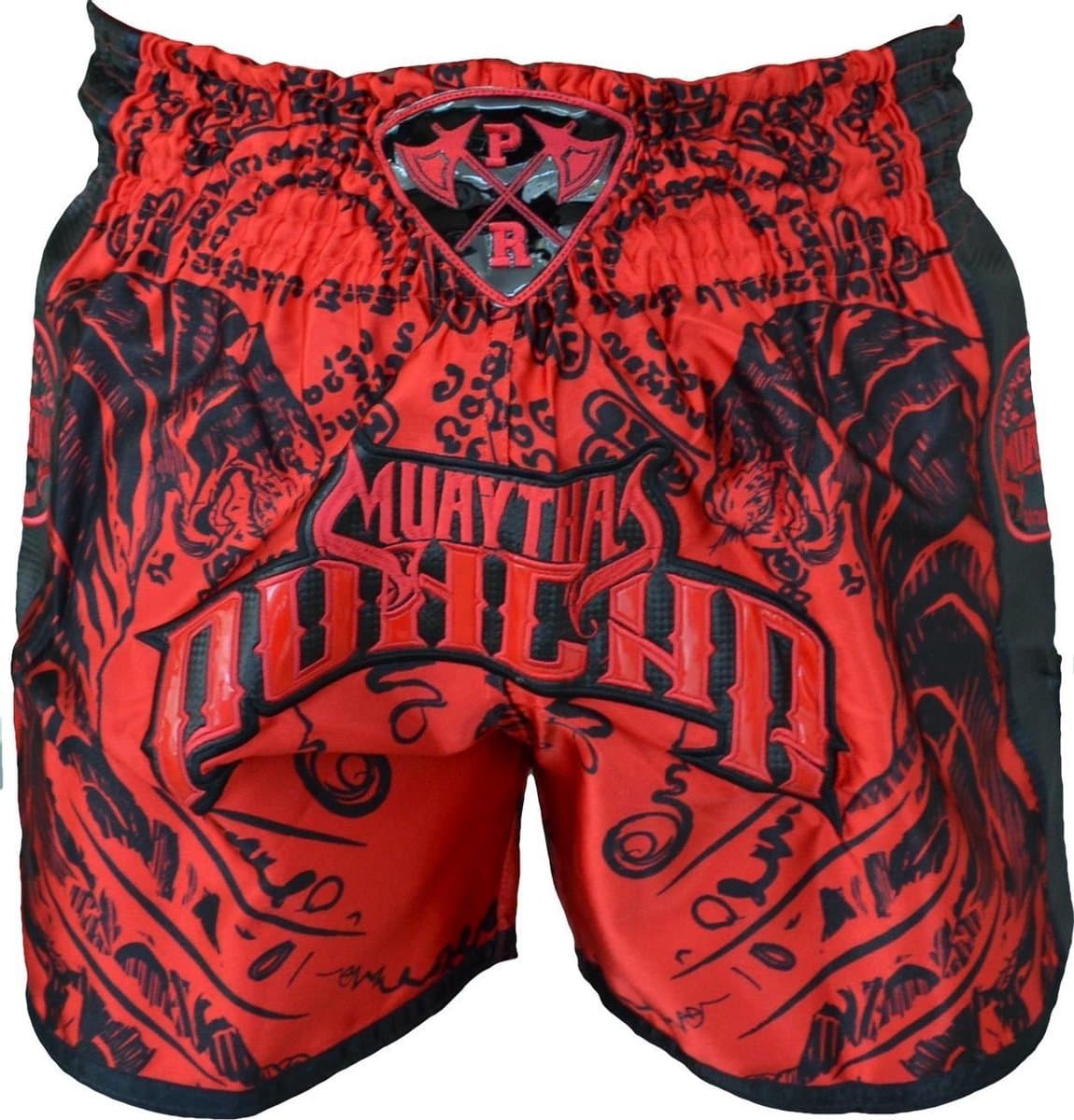 PunchR Sak Yant Tiger Muay Thai Short Rood Zwart - S