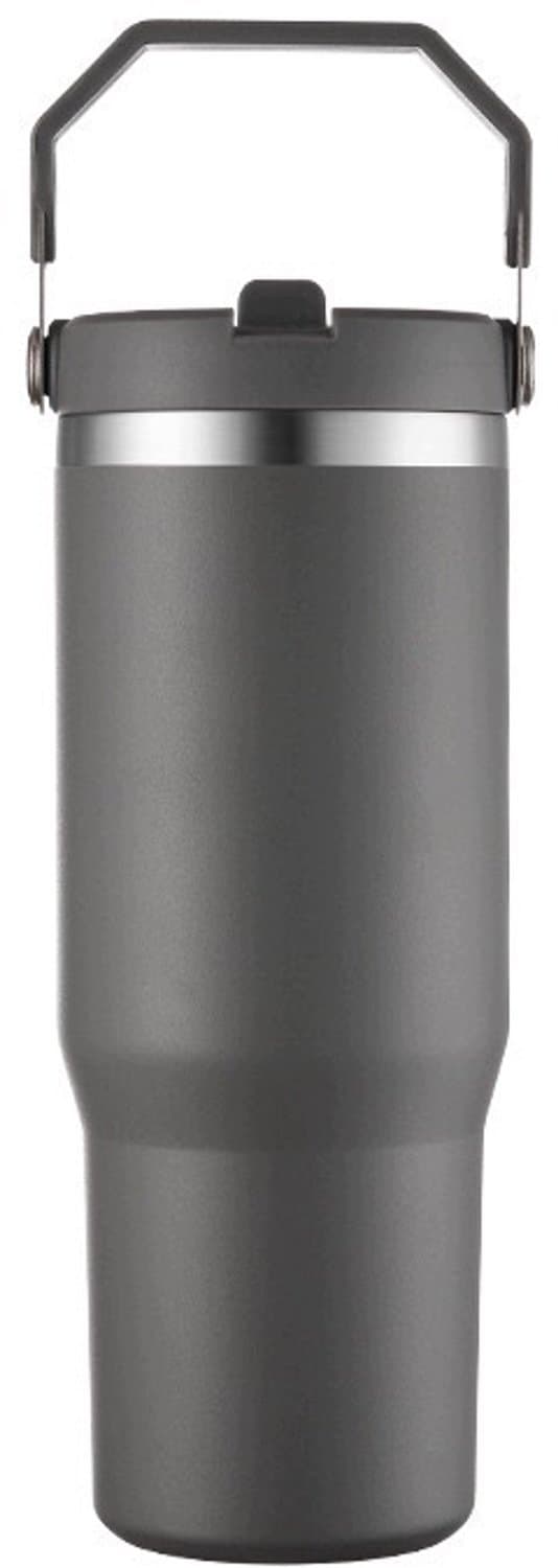 Grote Thermosbeker RVS met Riet & Handvat - 850ml - Grijs