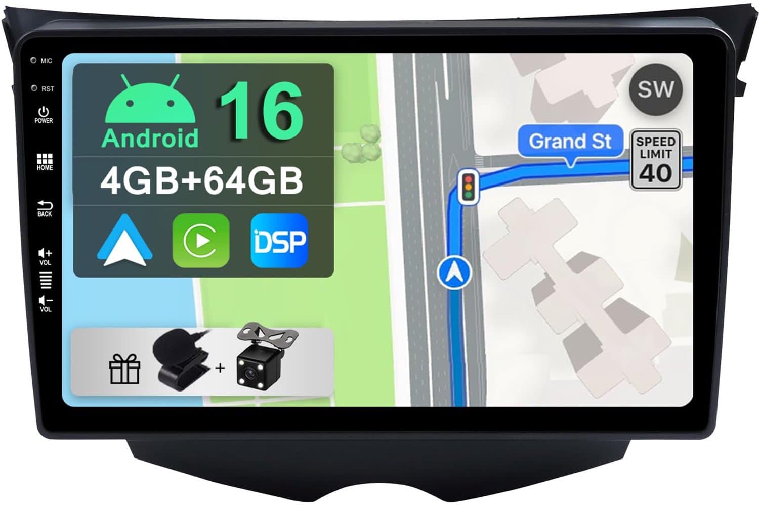 Autoradio 9 Inch Android 13 2 Din - 4GB RAM 64GB Opslag - Bluetooth 5.0 - Voor Hyundai Veloster - Touchscreen Navigatie