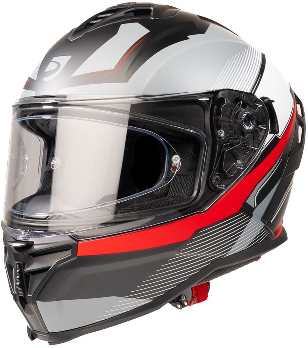 MOTOBLOUZ HYPERION LUX Integraalhelm - ECE 22.06 gekeurde Helm Scooter, Motor & Brommer - Heren & Dames - Zwart/Wit/Rood - L