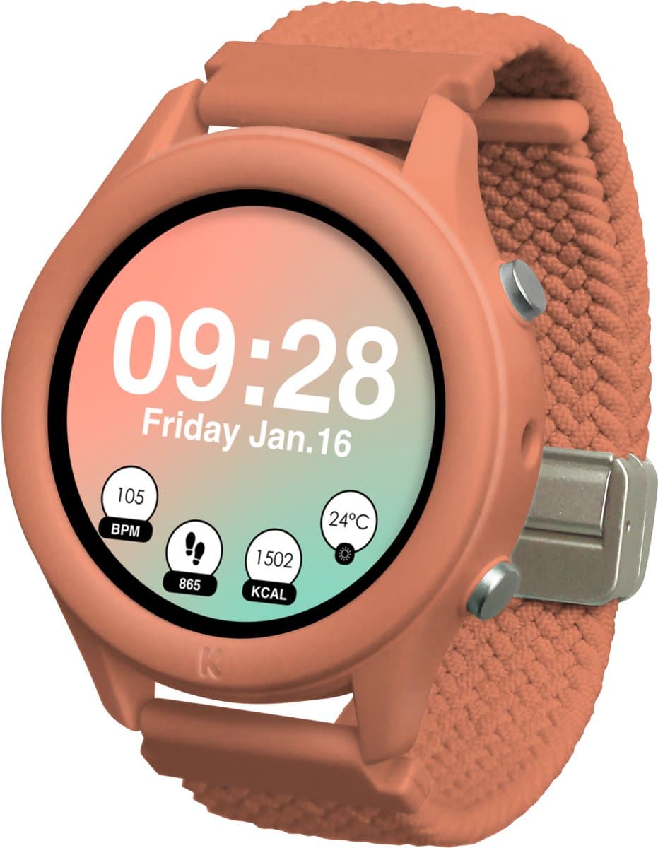 KIDYWOLF K-WATCH Coral – Interactieve Smartwatch voor Kinderen met 10 Sportmodi, OLED Touchscreen, Zaklamp & Bluetooth 8+