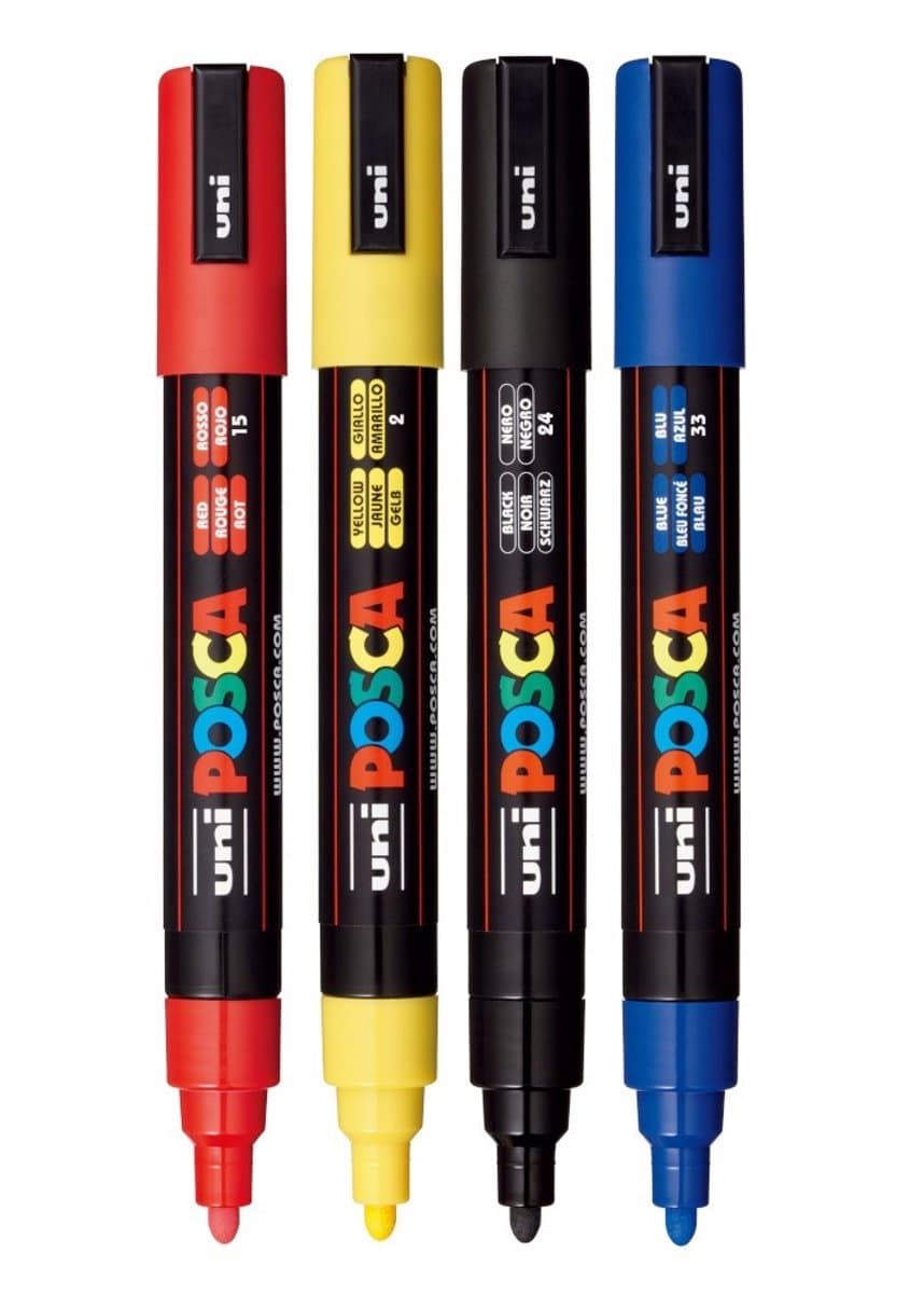 POSCA PC-5M Markerset 4 Kleuren voor Glas, Hout & Meer