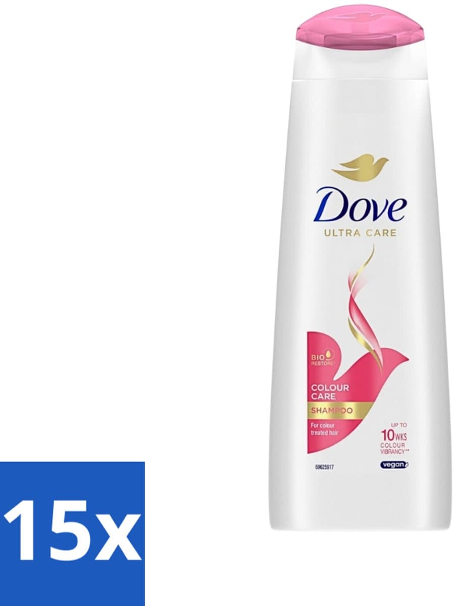 15 x Dove Ultra Care - Color Care - Shampoo - Geverfd Haar - 250 ml - Kleur Behouden - Gekleurd Haar Verzorgen - Haar Verzorging - Kleur Herstellen - Haar Herstellen