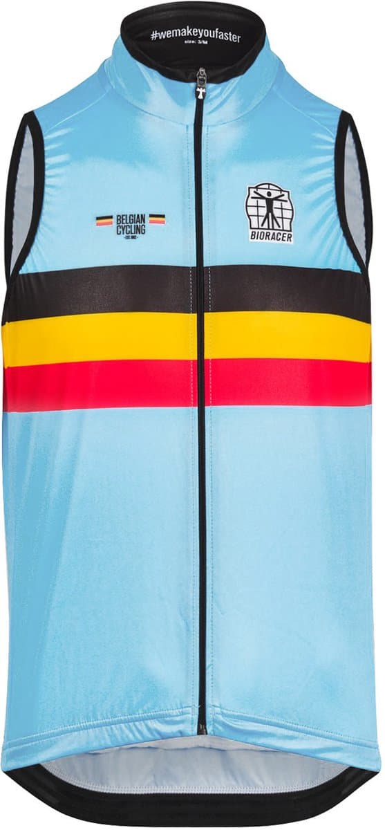 BIORACER Official Belgian Cycling - Icon Wind Gilet Winter - Heren - Blauw - Team Belgium - Winddicht - Maat XL