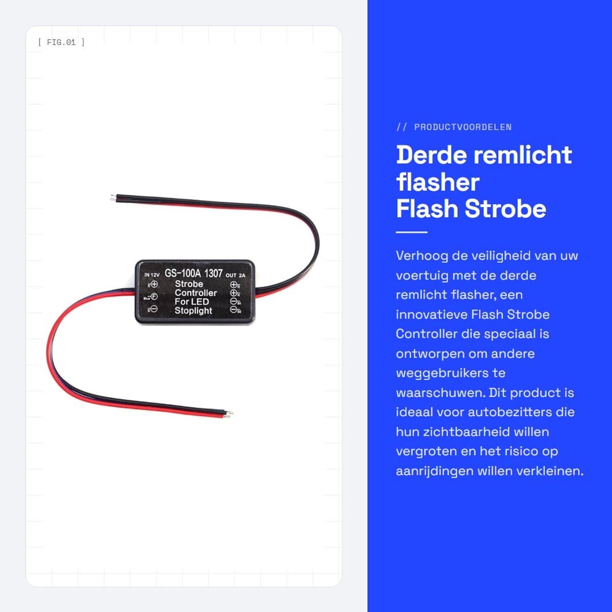 Dailygoods- Remlicht Flasher - Flash Strobe Controller - Stoplicht Module - Compact Design - Eenvoudige Installatie - 12-24V Ingangsspanning