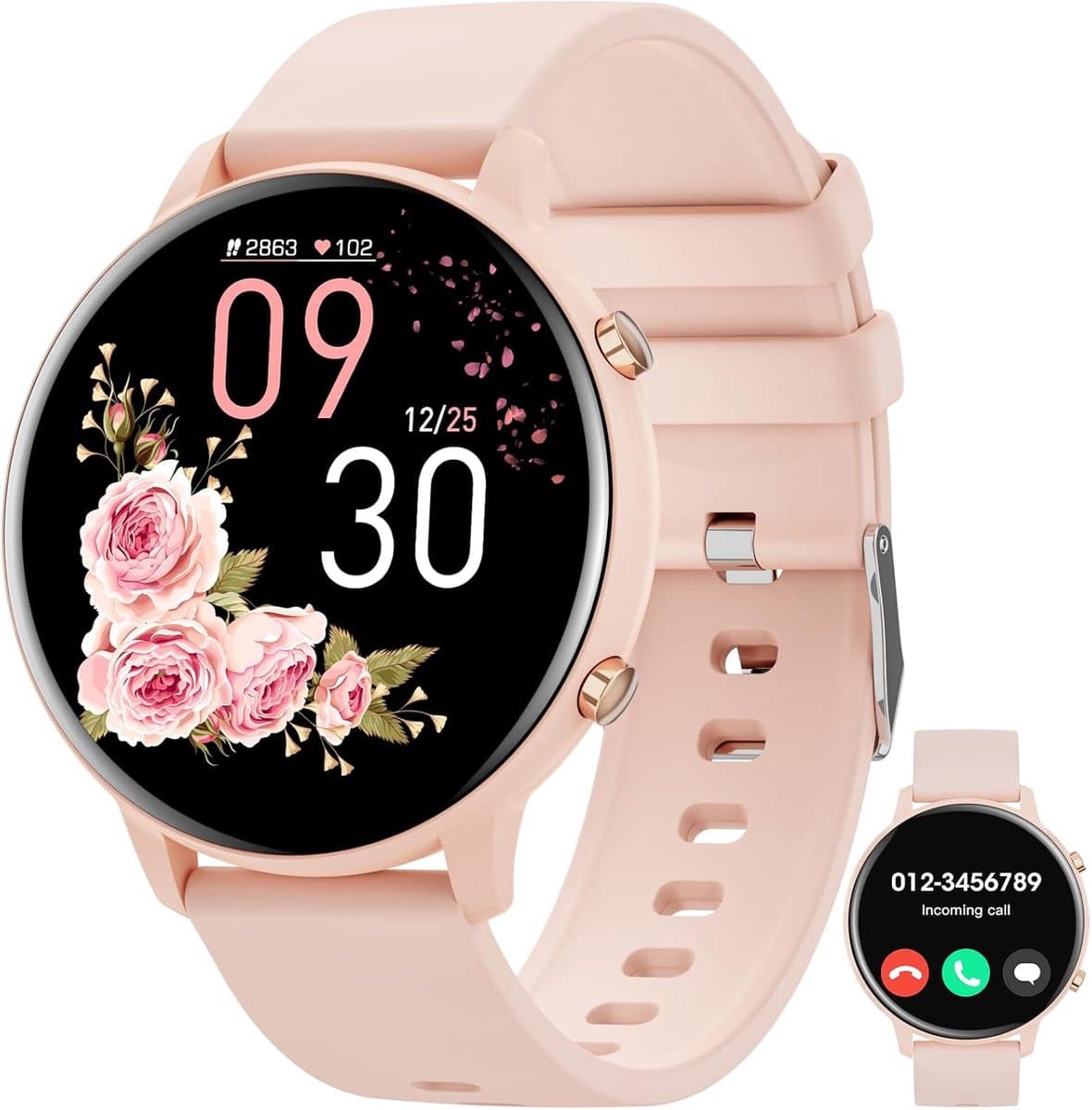 Smartwatch Dames - Activiteitstracker Horloge - Gezondheid Bijhouden - Bluetooth Bellen - 1.39 Inch HD - Roze