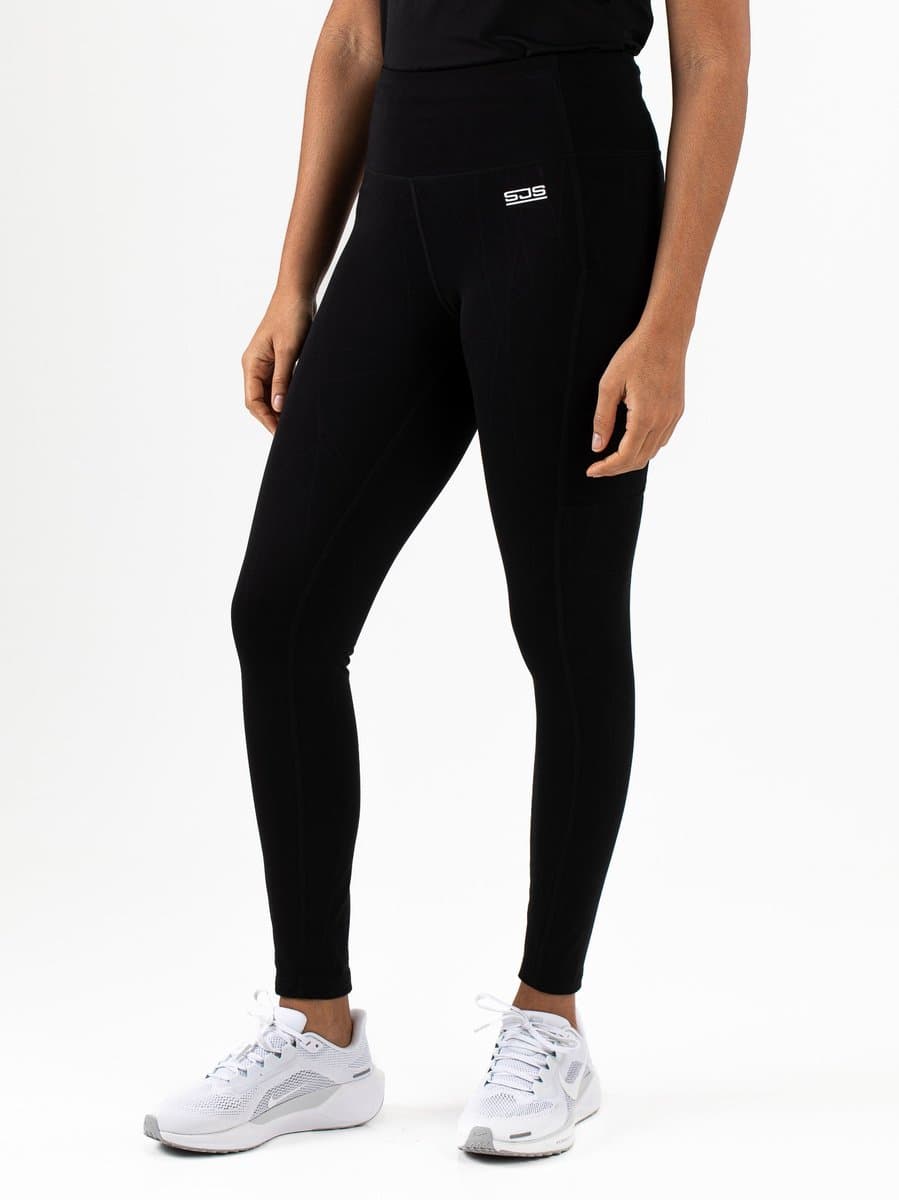Sjeng Sports TULA - Zwarte Legging - Dames Sportbroek - Multistretch - All-over print - Tennis en Fitness - Sneldrogend - Comfortabele Pasvorm