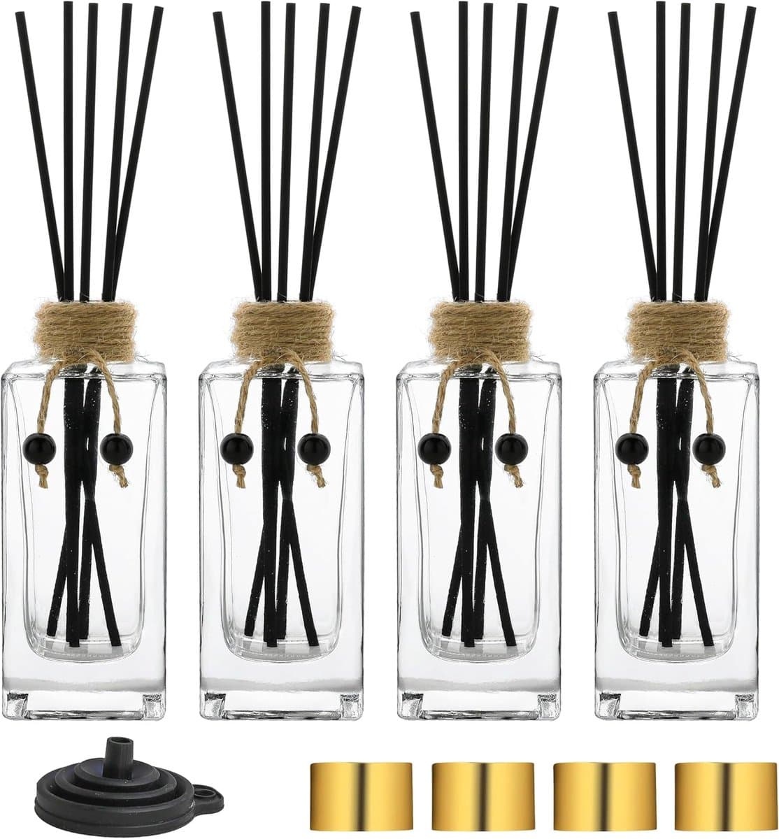 Thijox - Set van 40 Lege Glazen Diffusers voor Etherische Oliën - Herbruikbare Decoratieve Flessen van 155 ml met Stoppen en Riet - Perfect voor Woond