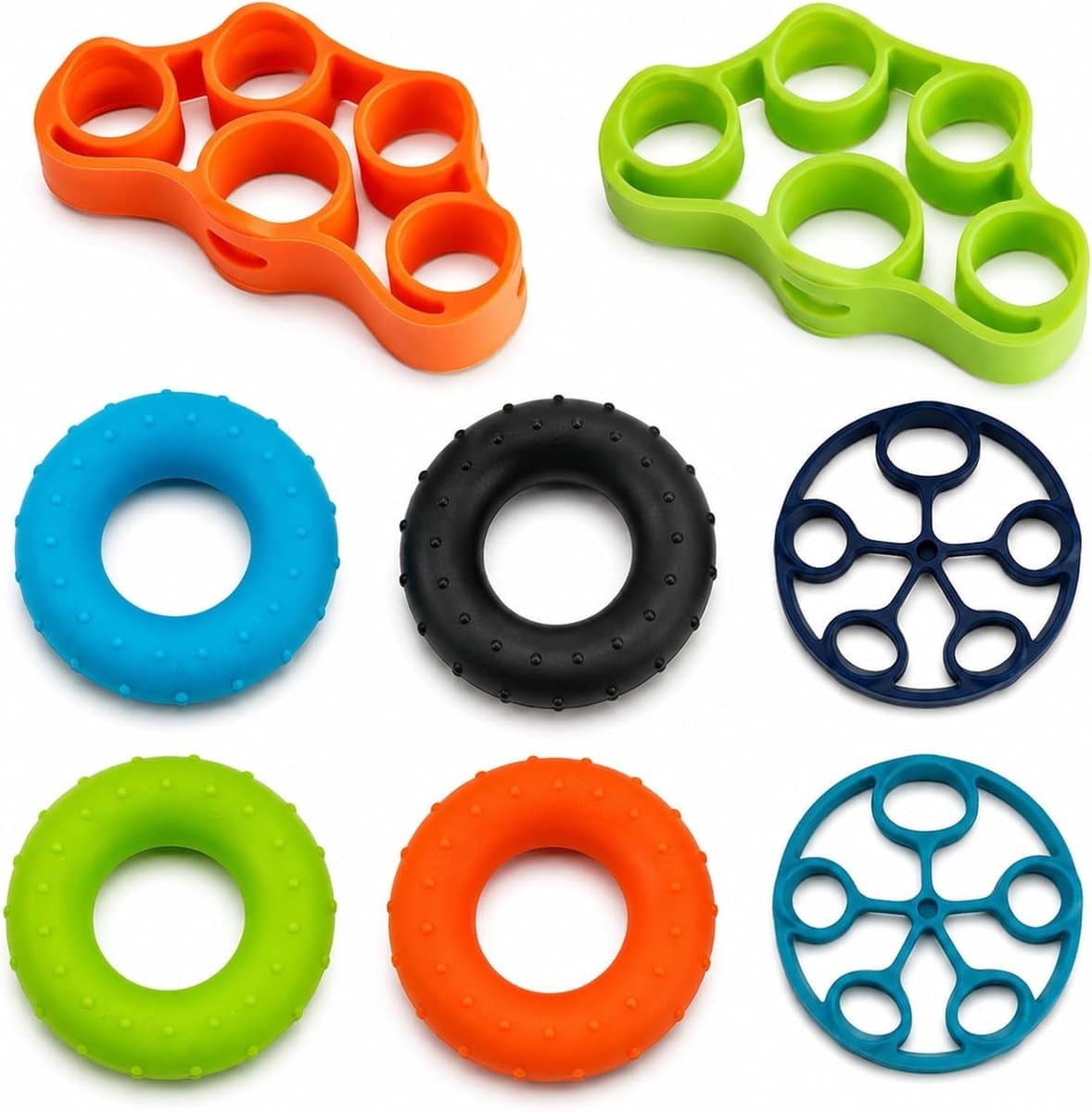 Thijox - 8-delige Handtrainer Set, Grip Trainer en Vingertrainer van Siliconen voor Greepkracht, Handkracht, Onderarmtraining, Fitness, Klimmen en Rev