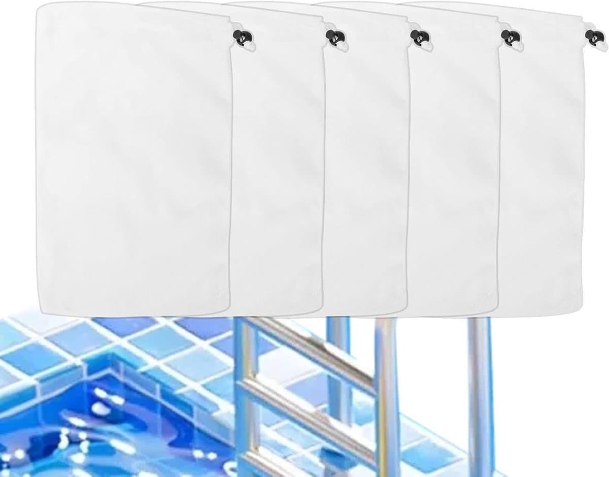 Zwembadbladzak - Stofzuigerzak zwembad - Zwembad reinigen - Zeer efficiënte filtratie - 30 x 23 cm - Wit